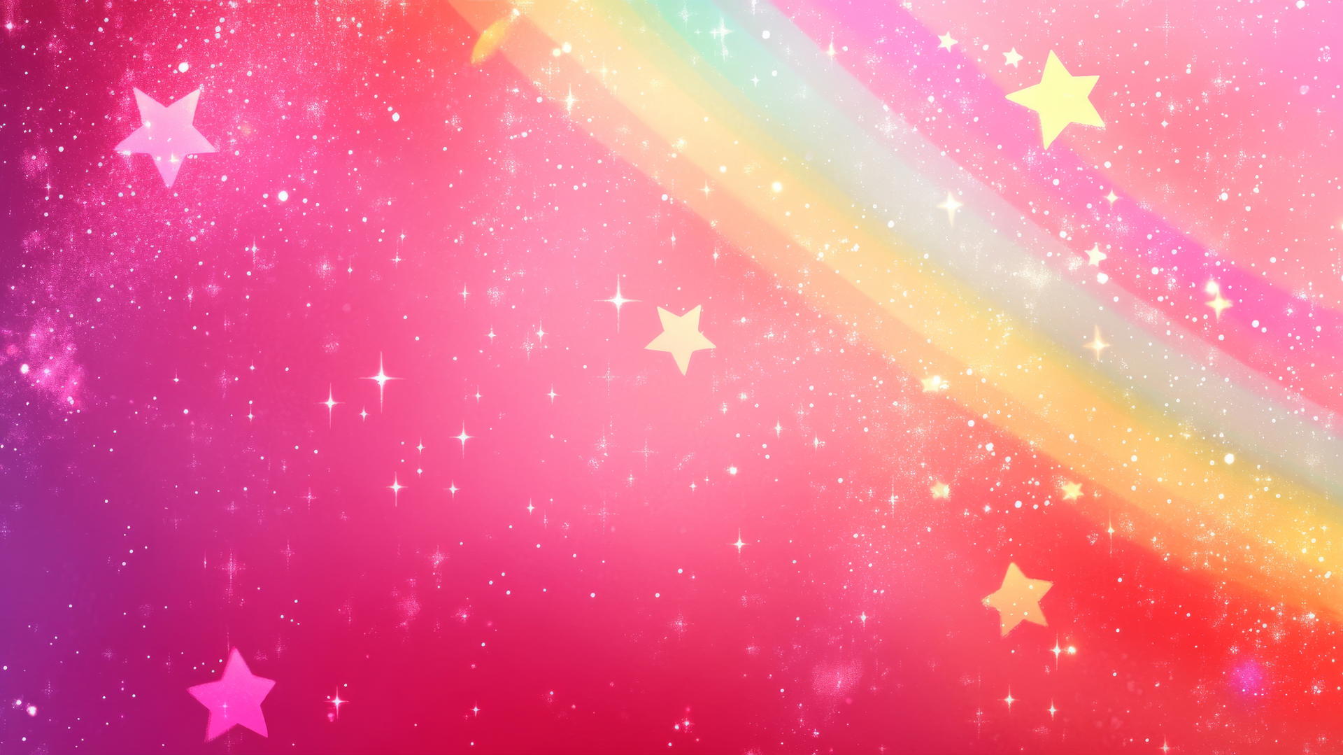Cute hot pink wallpaper with neon stars and rainbows