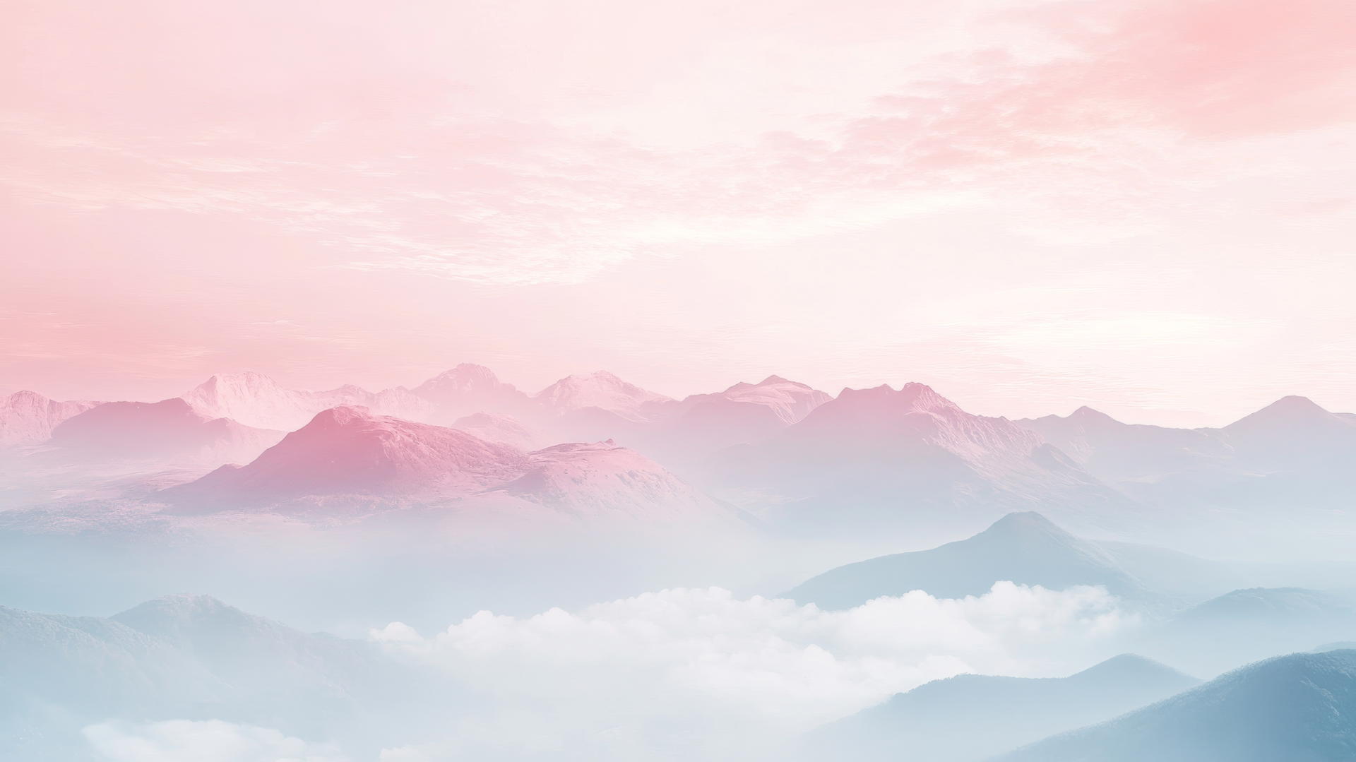 soft dreamy landscape with pastel mountains and serene sky in light pink wallpaper