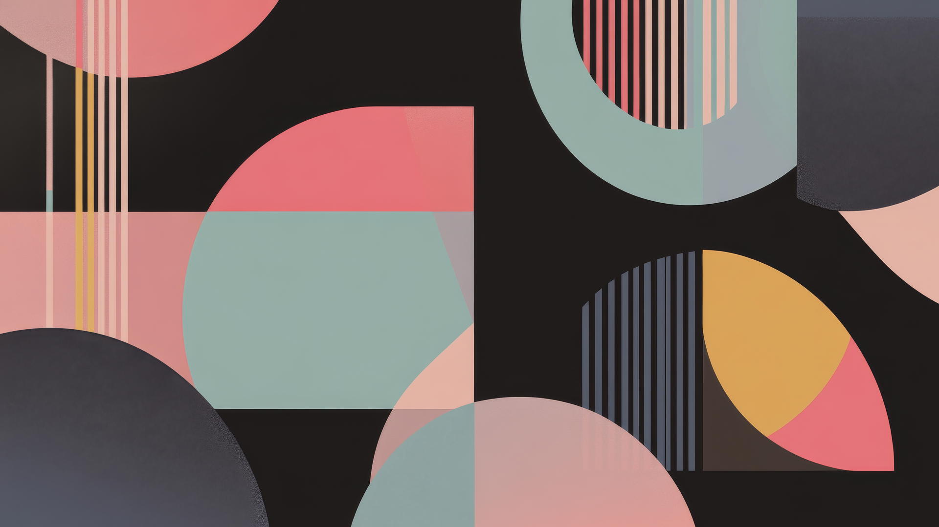 black wallpaper for girls with abstract geometric shapes in pastel colors