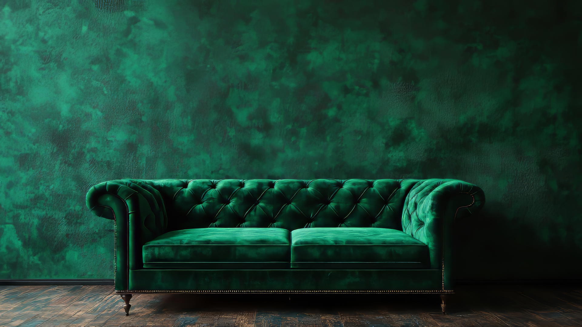 Opulent emerald green wallpaper with luxurious velvet texture