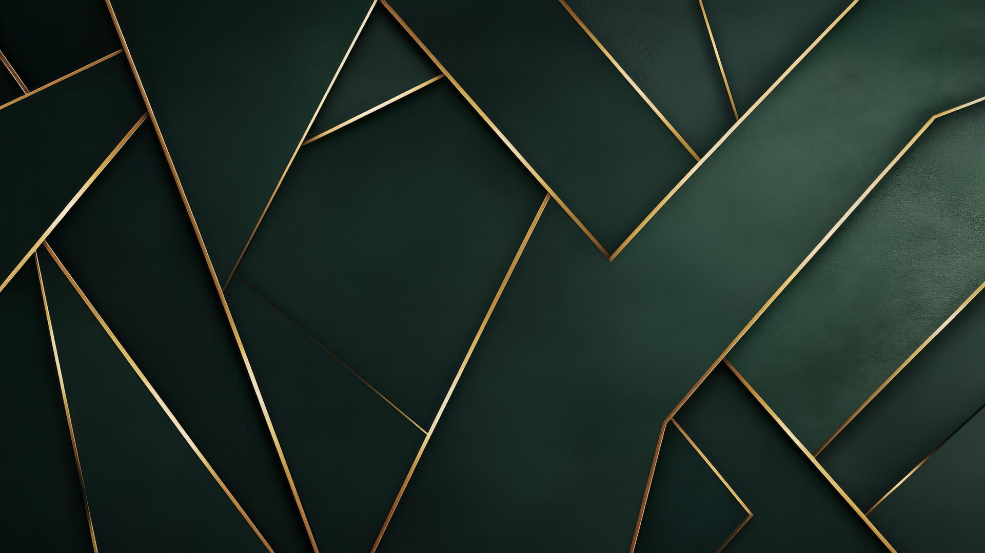 Dark green wallpaper with metallic gold geometric lines