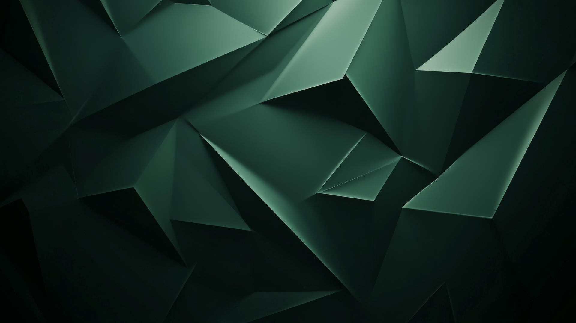 dark green wallpaper with abstract geometric pattern, sharp angles, and highlights