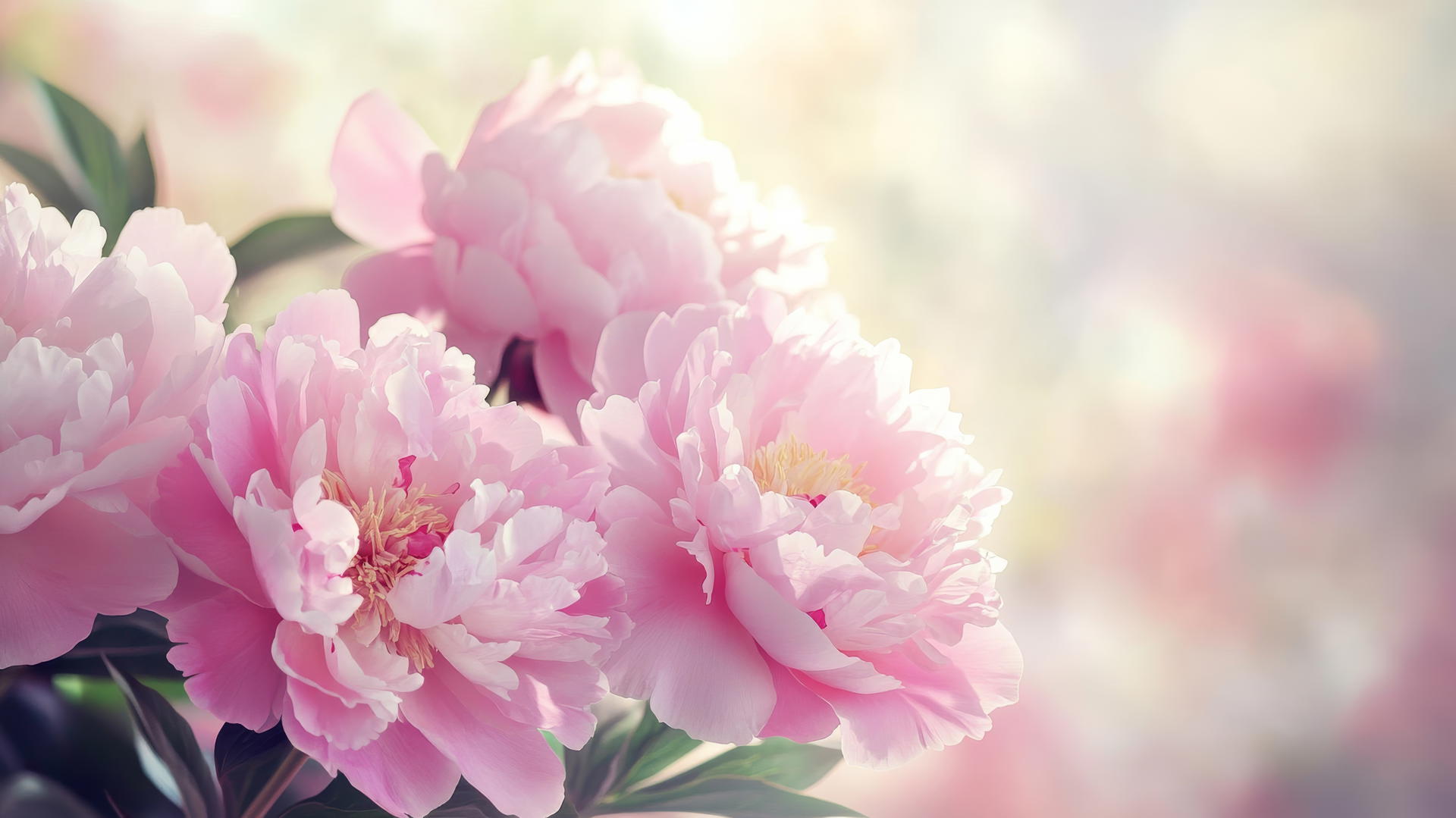 dreamy flower nature wallpaper featuring pink peonies in full bloom