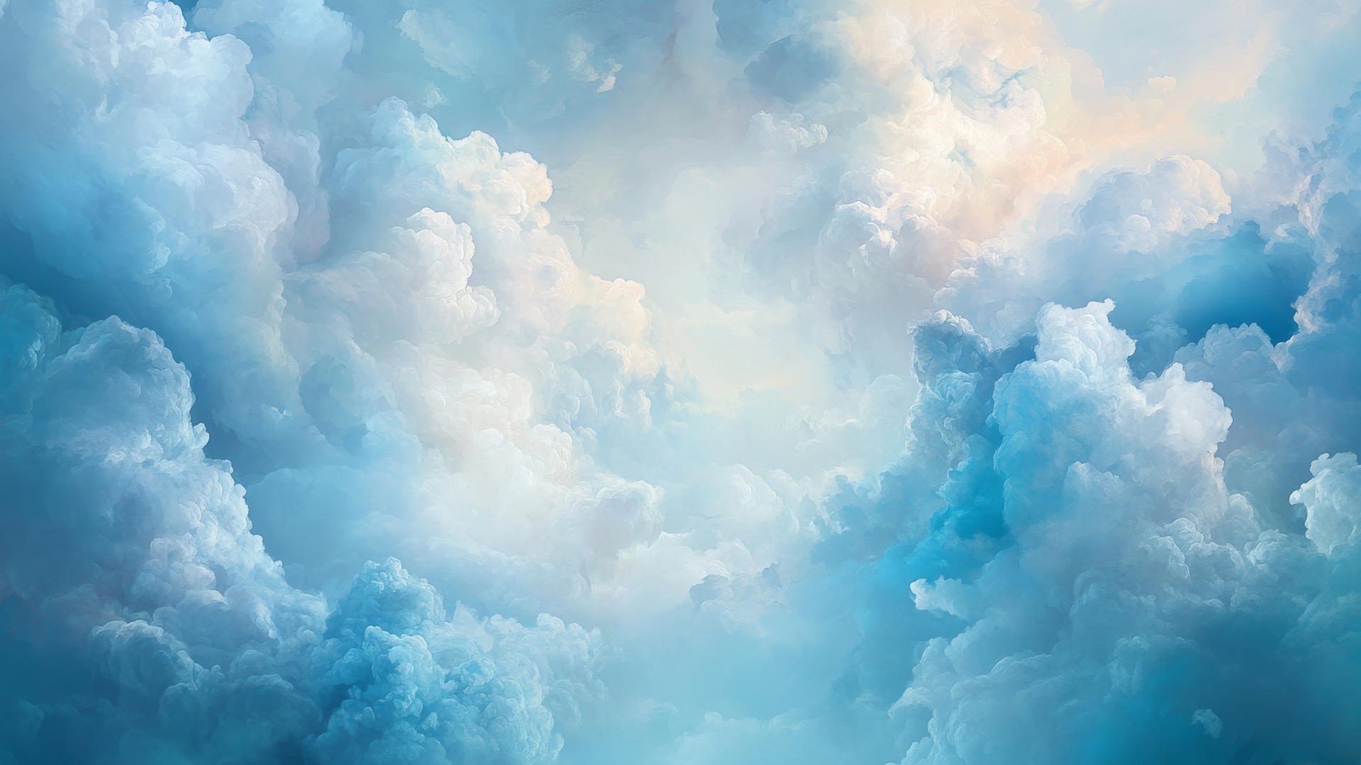 blue wallpaper with soft, ethereal clouds and gentle light
