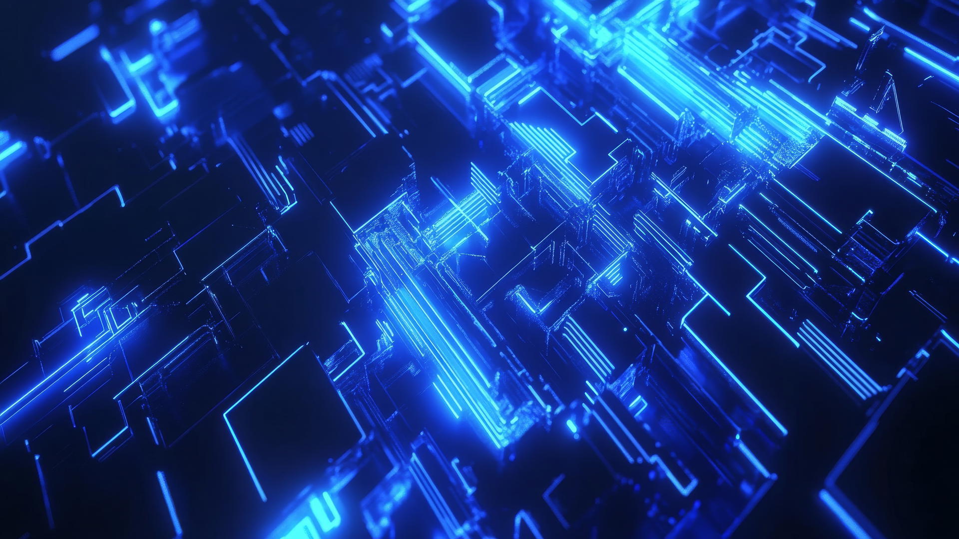 blue aesthetic wallpaper with abstract neon blue lines and shapes on a dark background