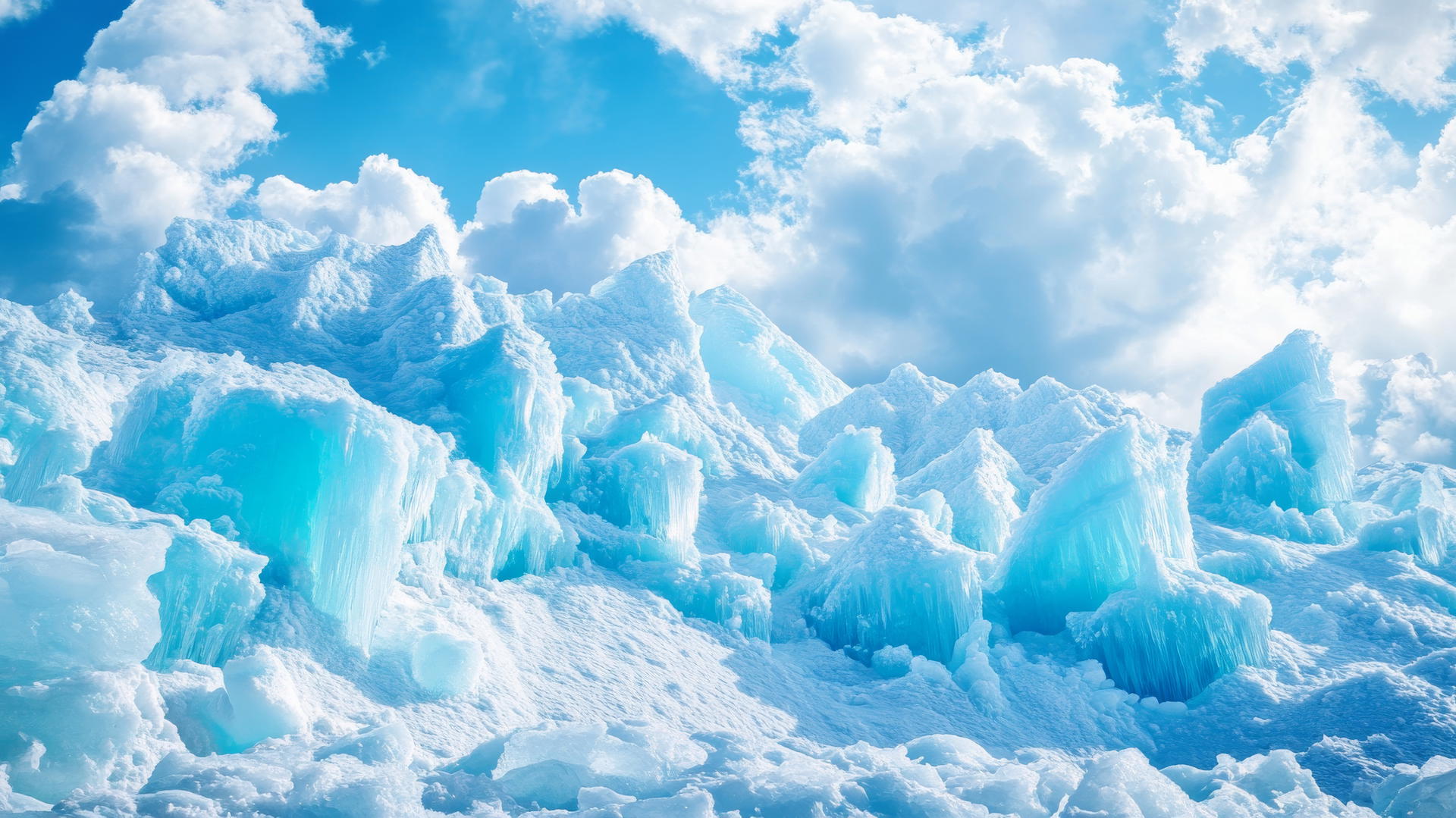 light blue wallpaper with icy glacier landscape and soft blue sky