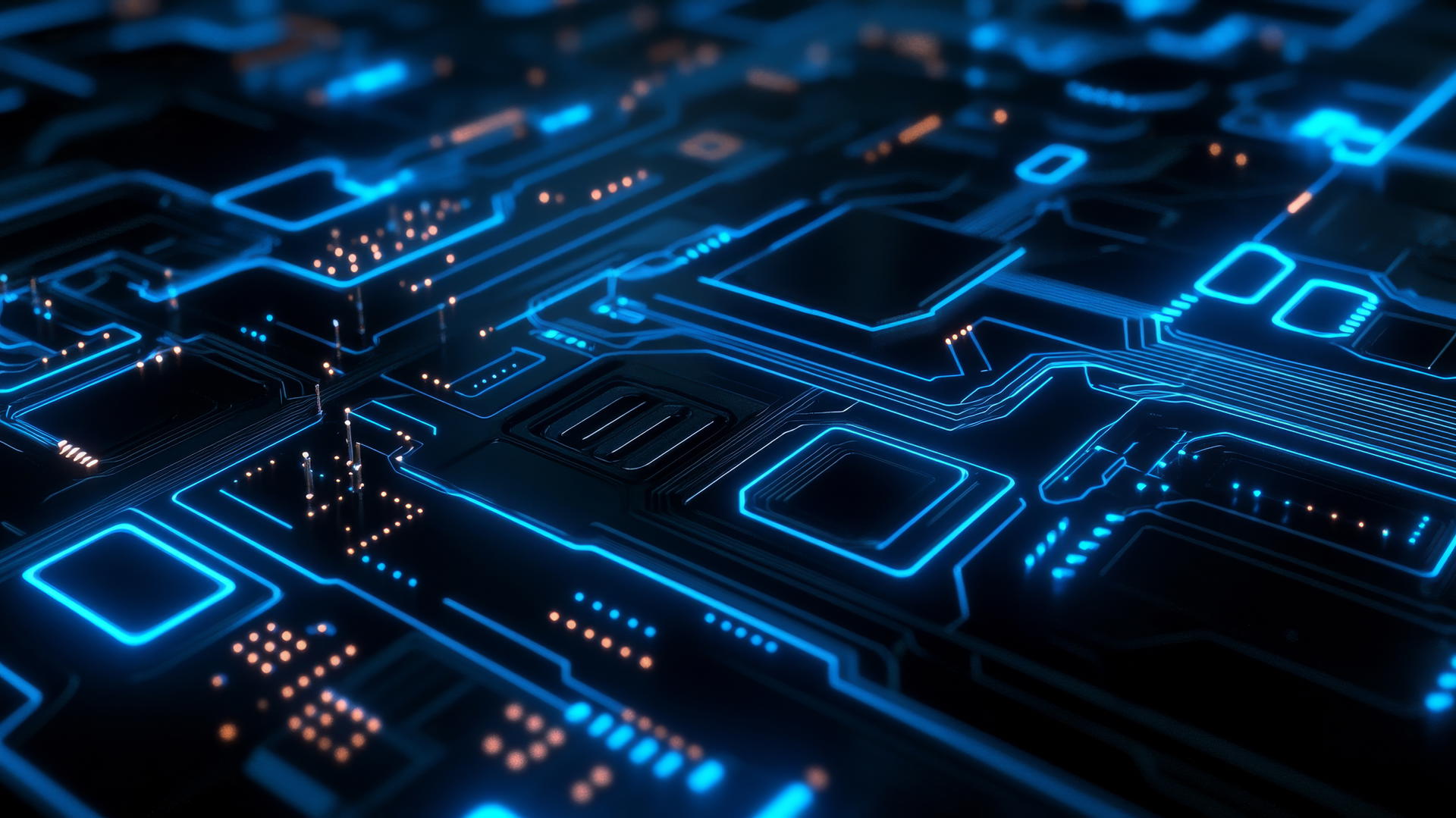 black and blue wallpaper featuring a futuristic circuit board design
