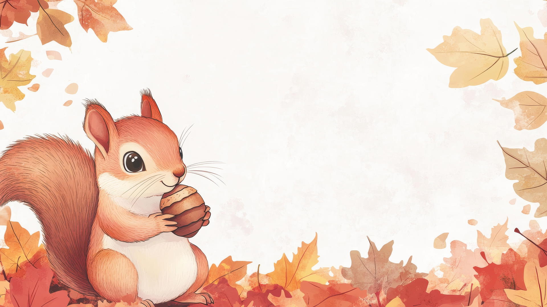 Cute Thanksgiving wallpaper with a chubby squirrel holding an acorn