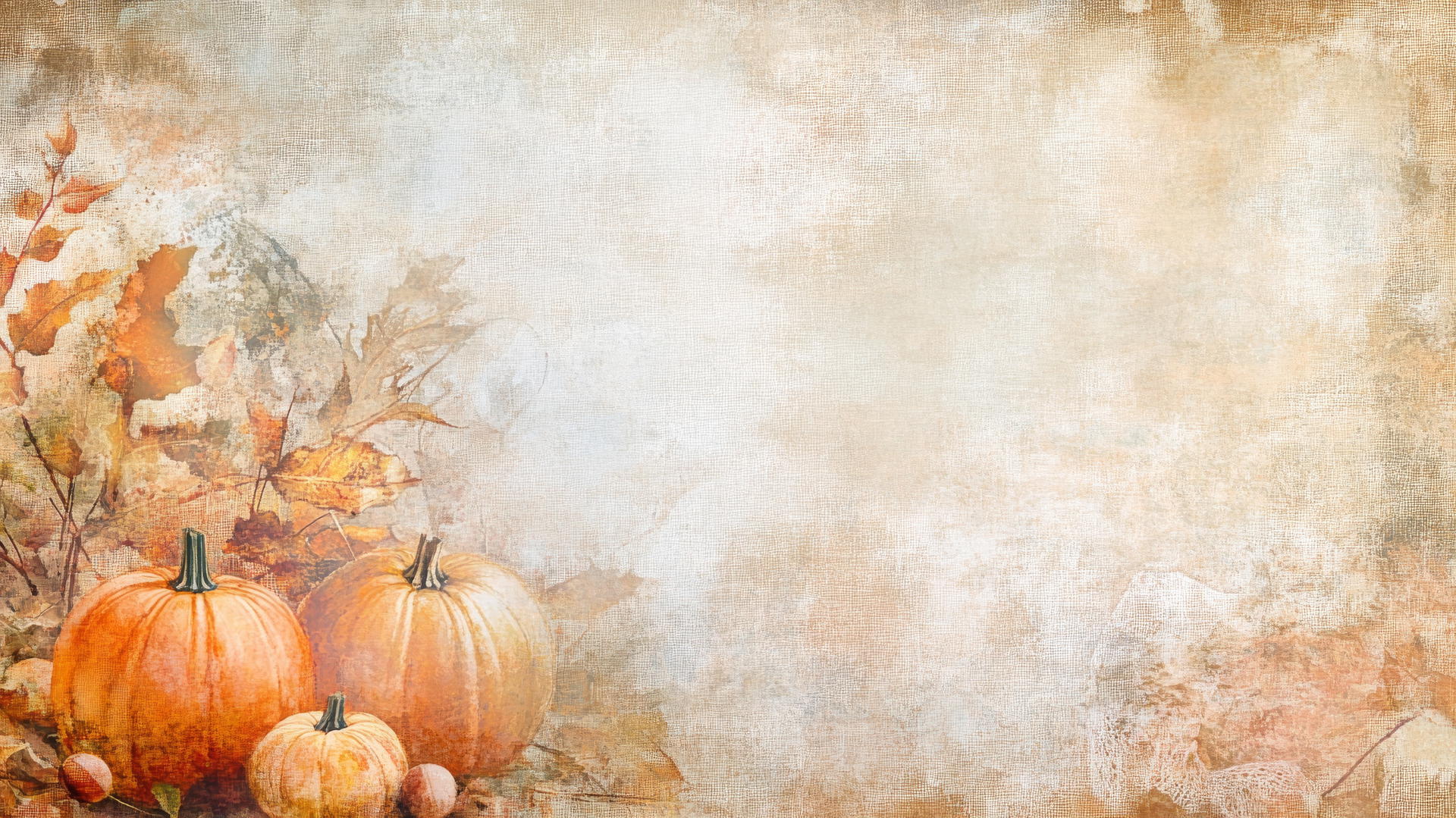 thanksgiving wallpaper aesthetic with burlap, lace, watercolor textures, pumpkins, and acorns