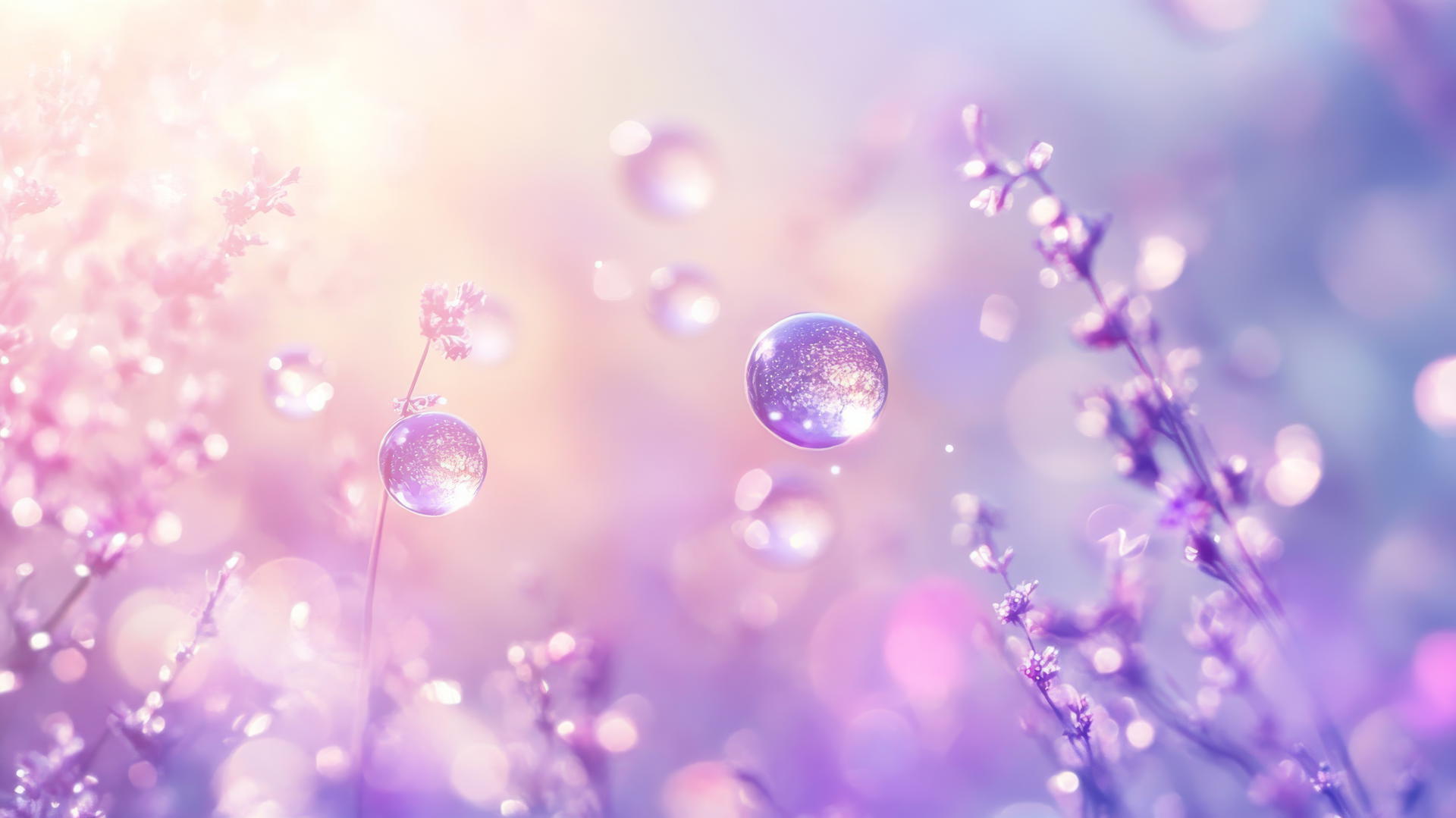 light purple wallpaper with soft light orbs and pastel lavender background