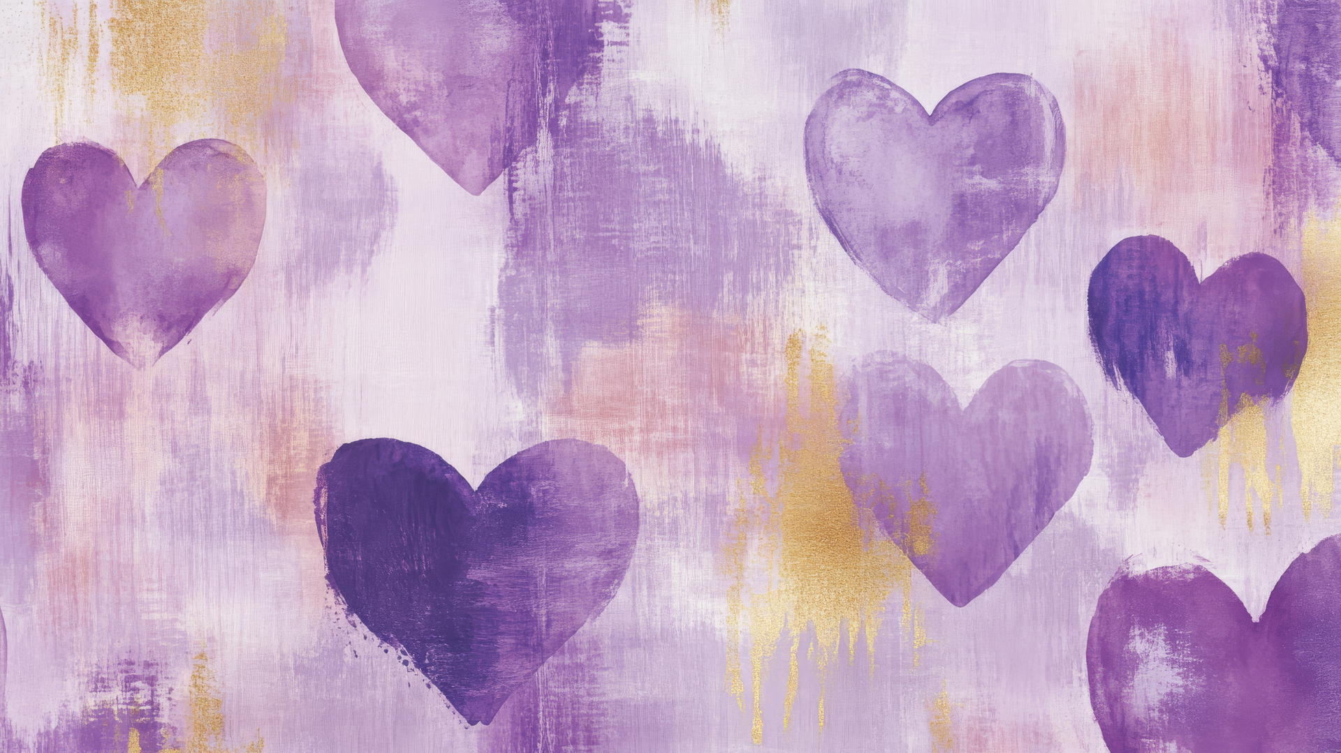 purple heart wallpaper with watercolor style and gold accents
