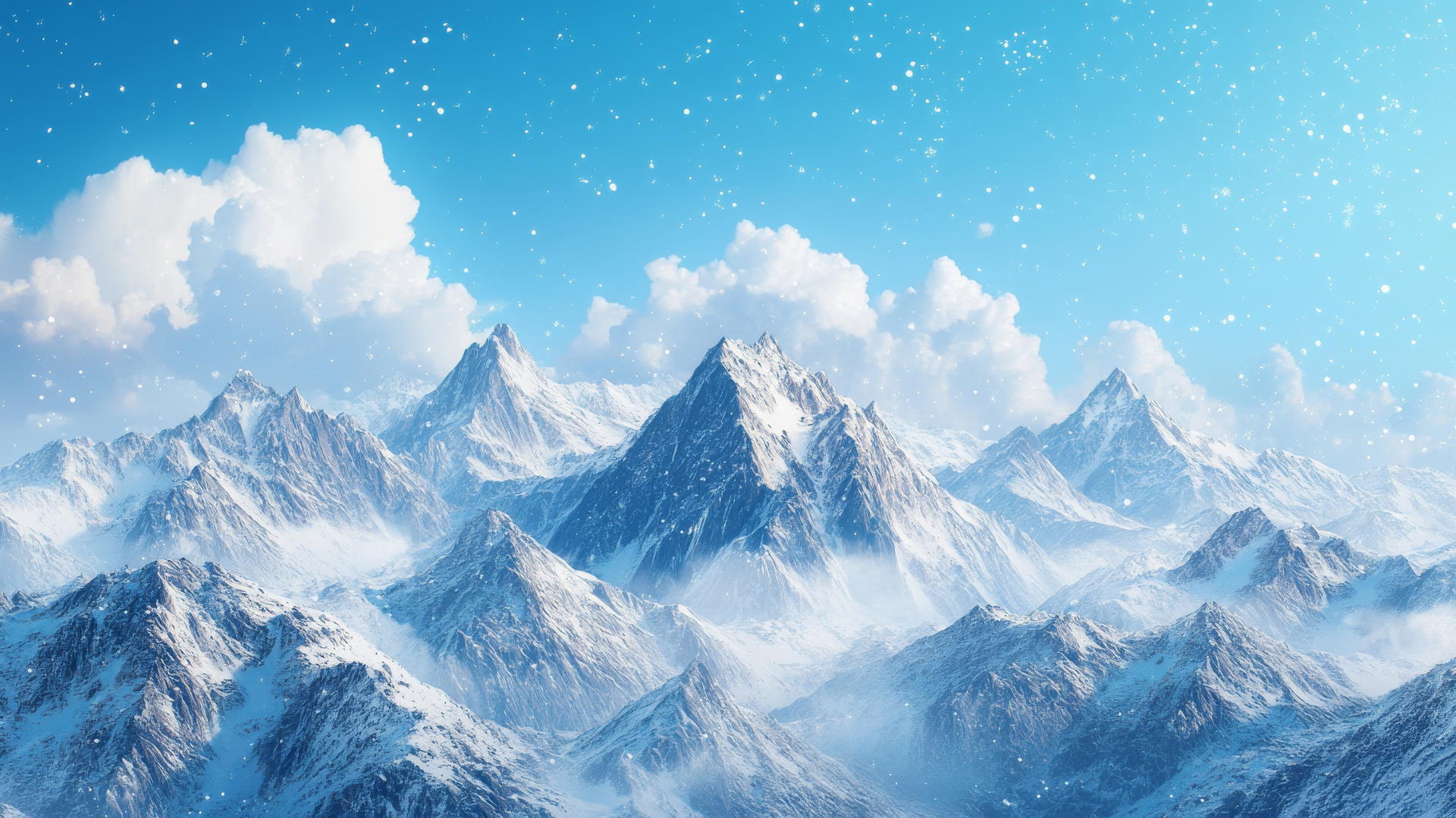 winter wallpaper with majestic mountain range and snow-capped peaks