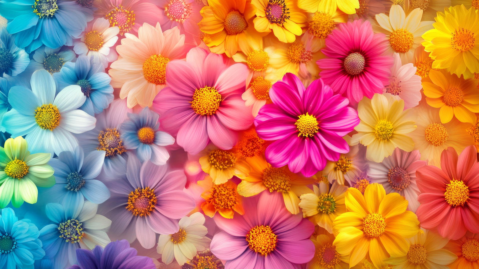 spring wallpaper with vibrant flowers on gradient background