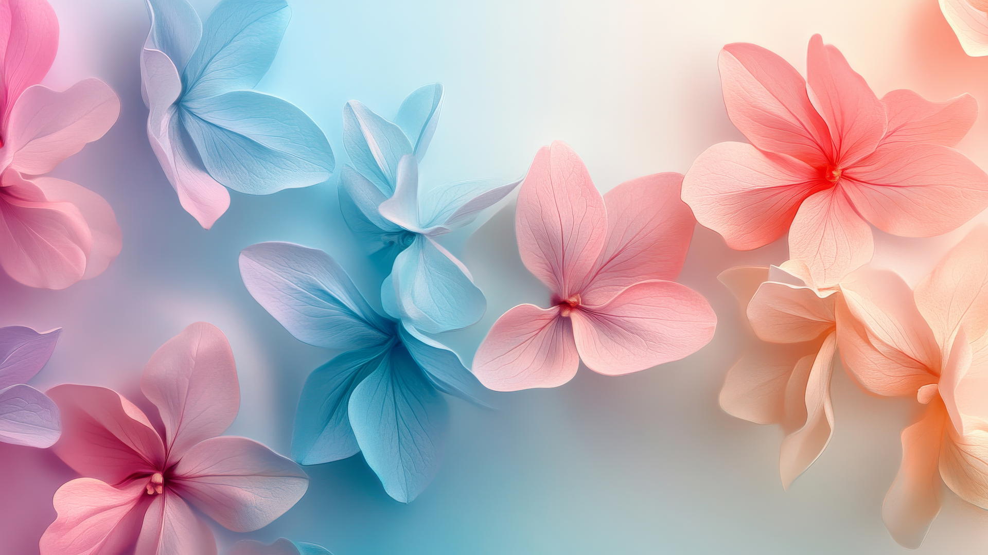 spring wallpaper with soft pastel petals on a gradient background