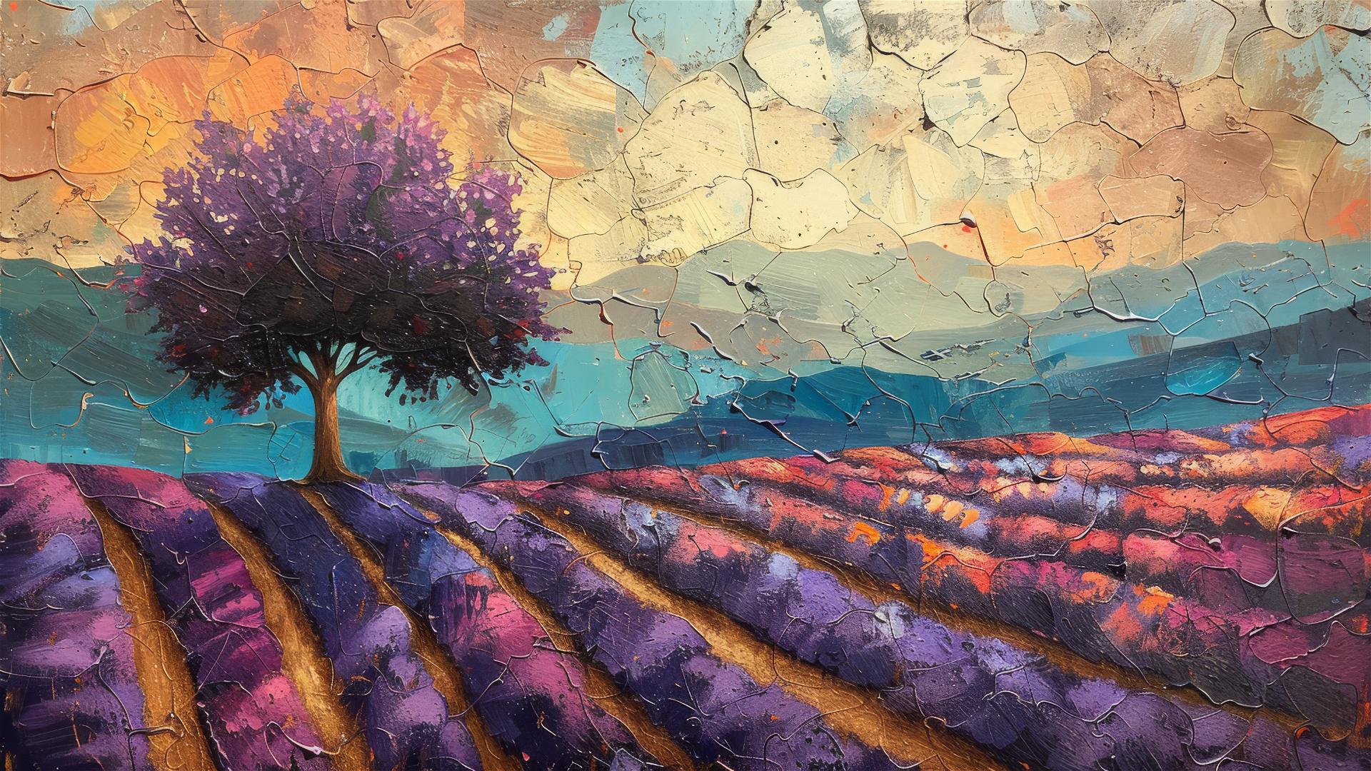 Lavender field in Impressionist style