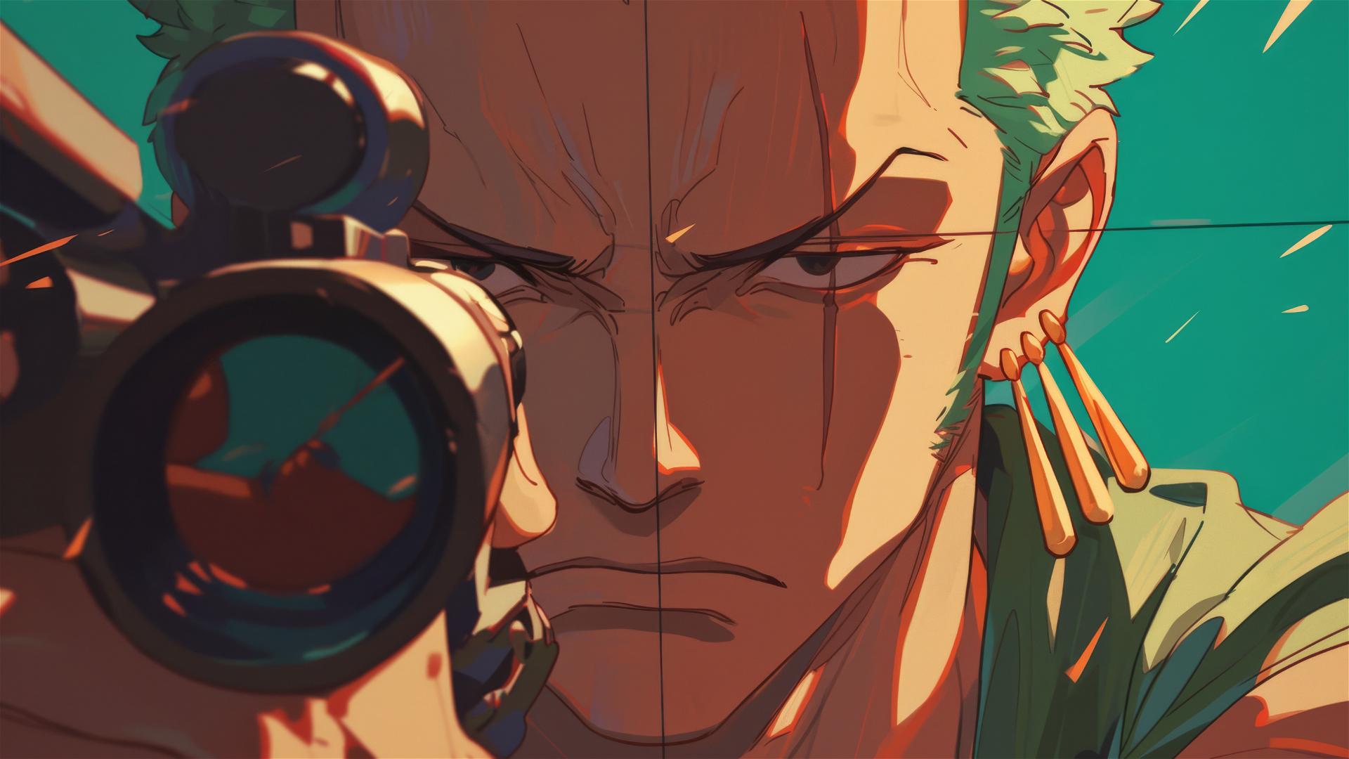 Roronoa Zoro in crosshairs with detailed features