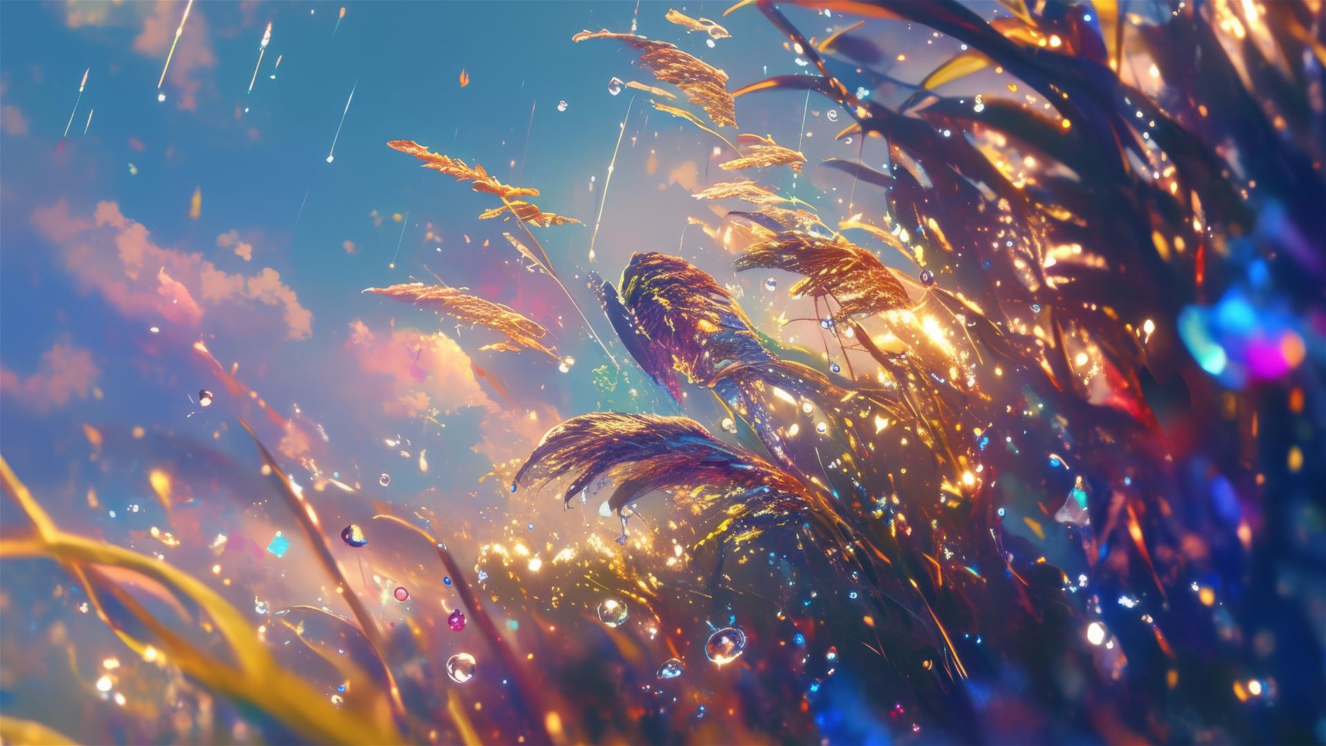 3D holographic rain with native flora and fauna images
