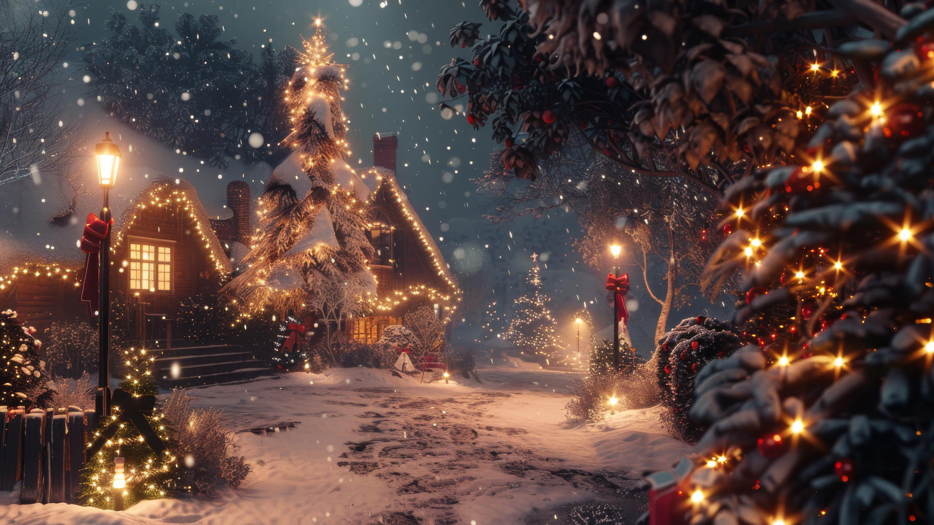 Christmas background with festive colors and decorations