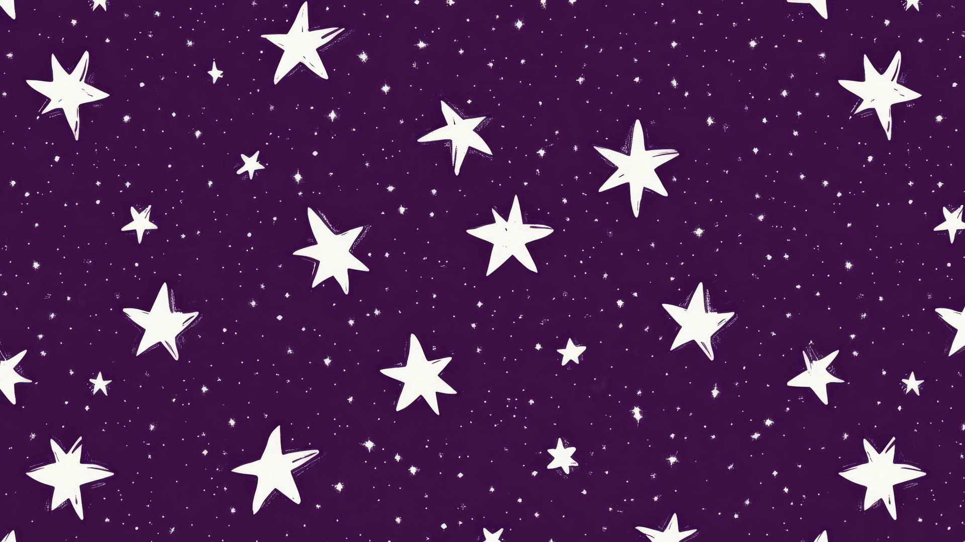 preppy purple wallpaper with white stars and glowing halos on a deep purple background