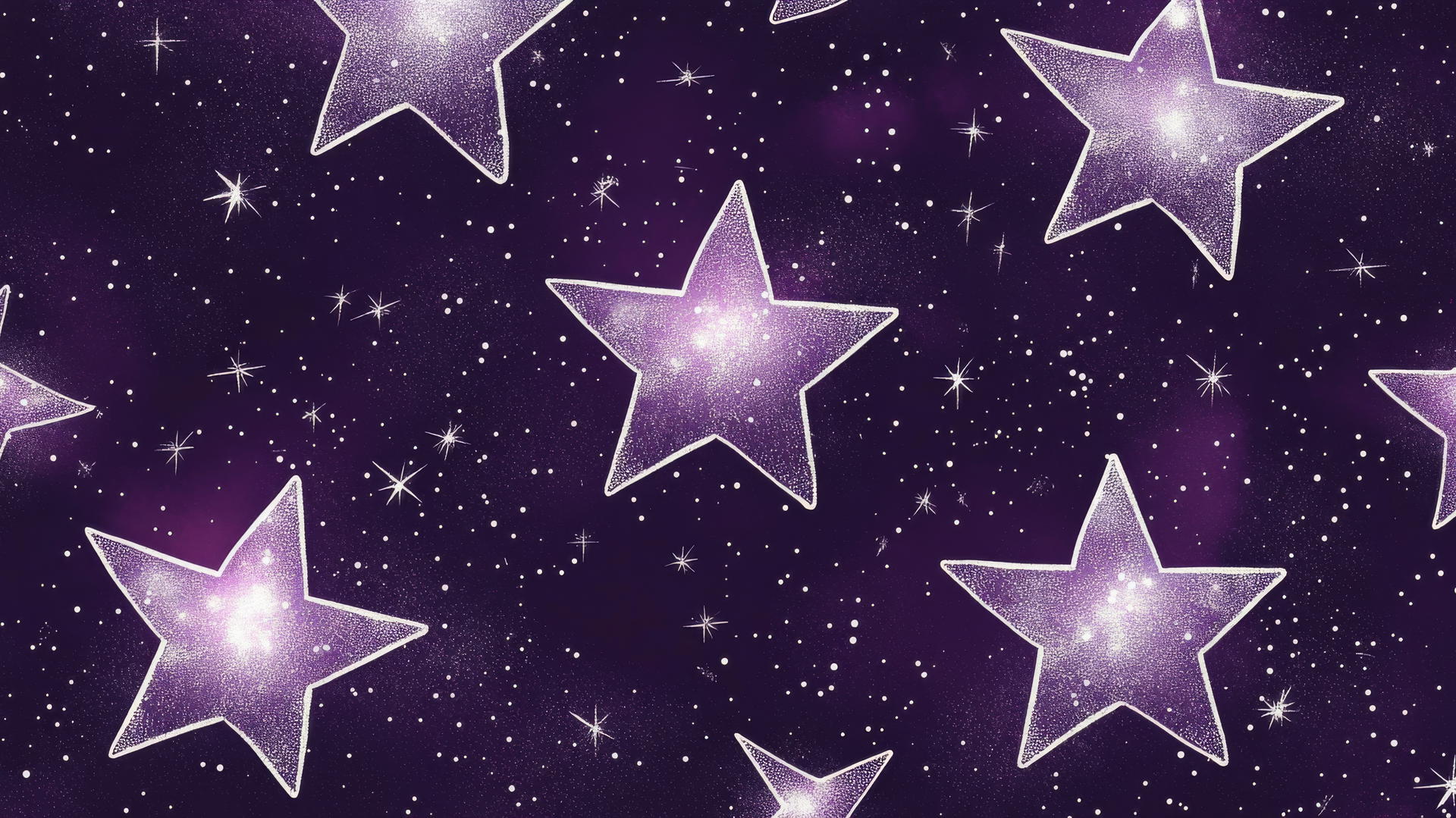 preppy purple wallpaper with white stars glowing on deep purple background