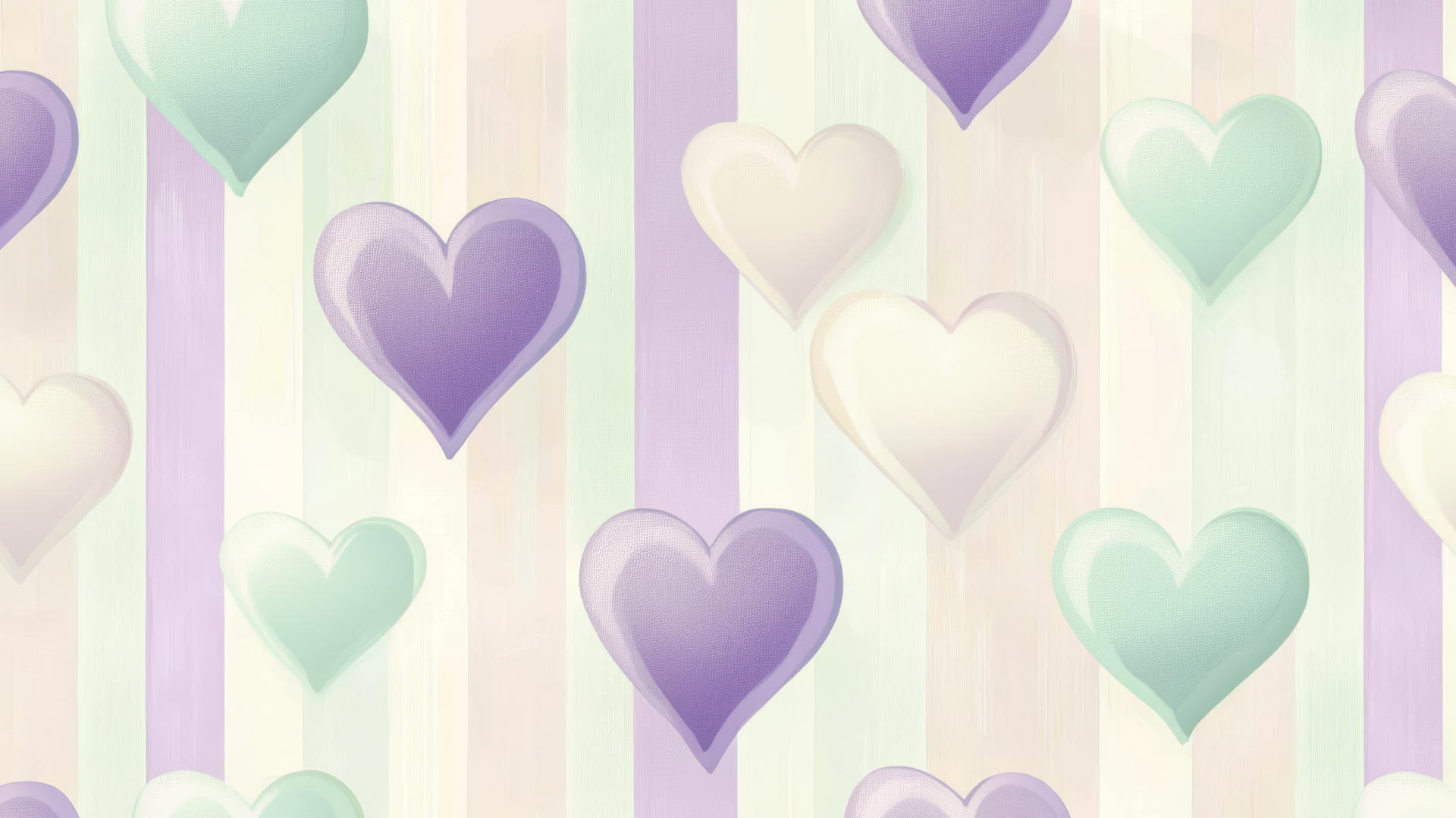 Purple preppy wallpaper with striped hearts and lavender background