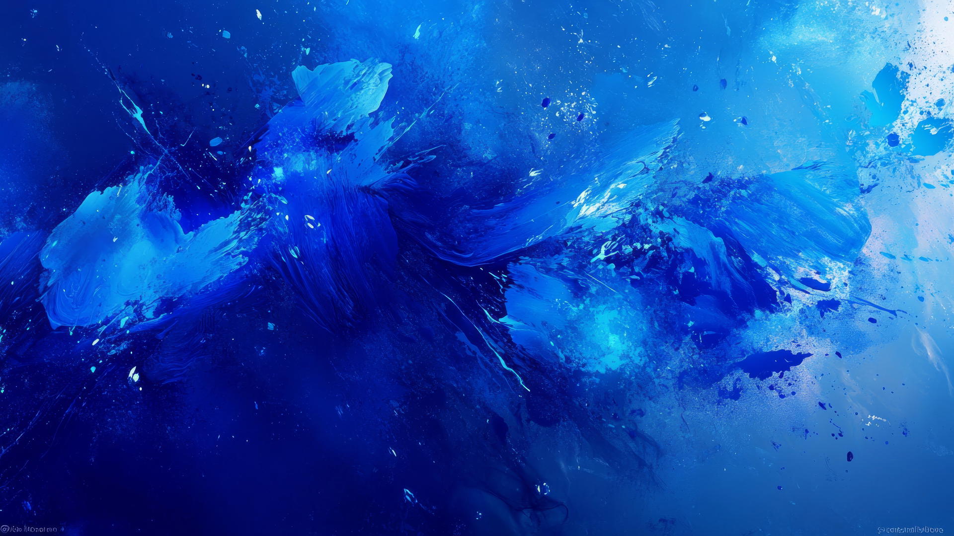Blue wallpaper with abstract splashes of various blue tones.