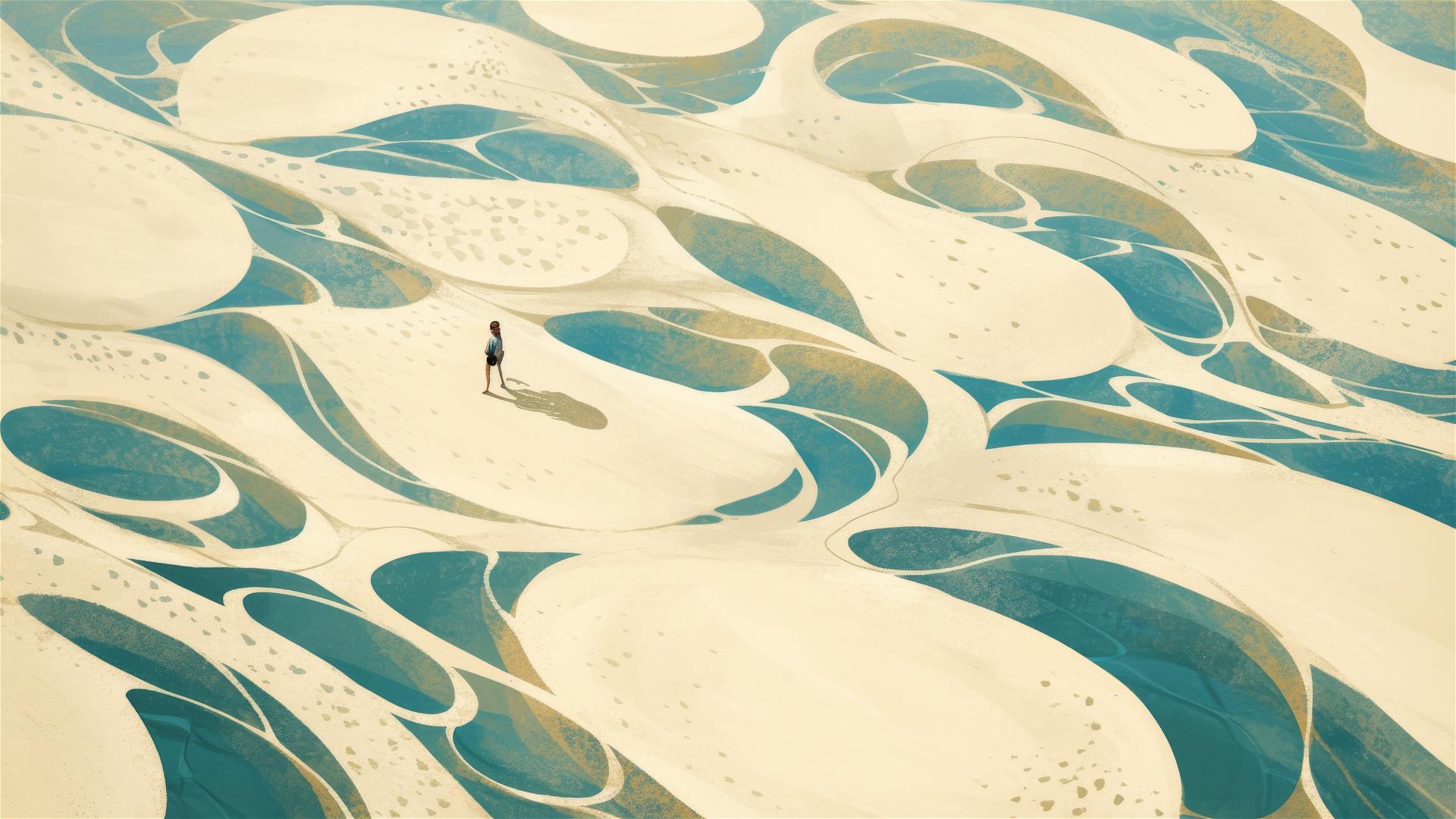Tide clock beach with predictive sand patterns