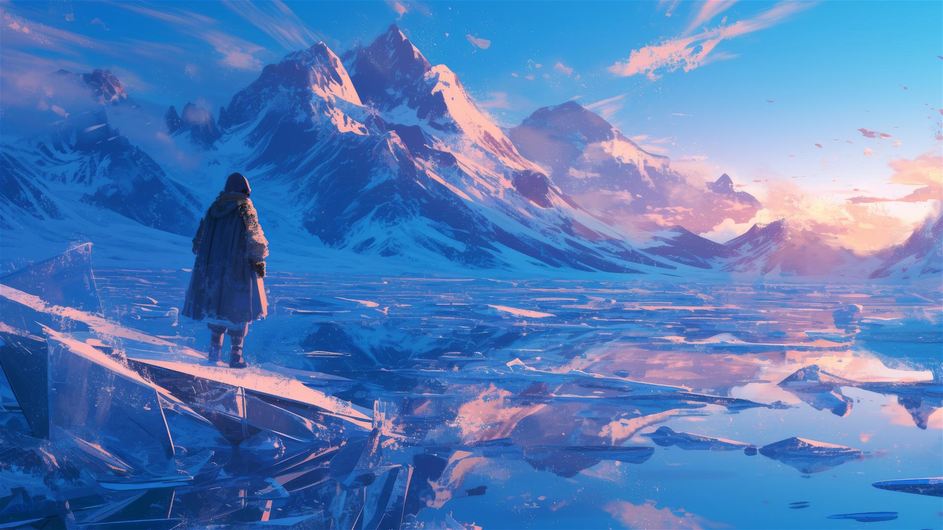 Resonant sounds caught in icy lake echo as sun melts the surface