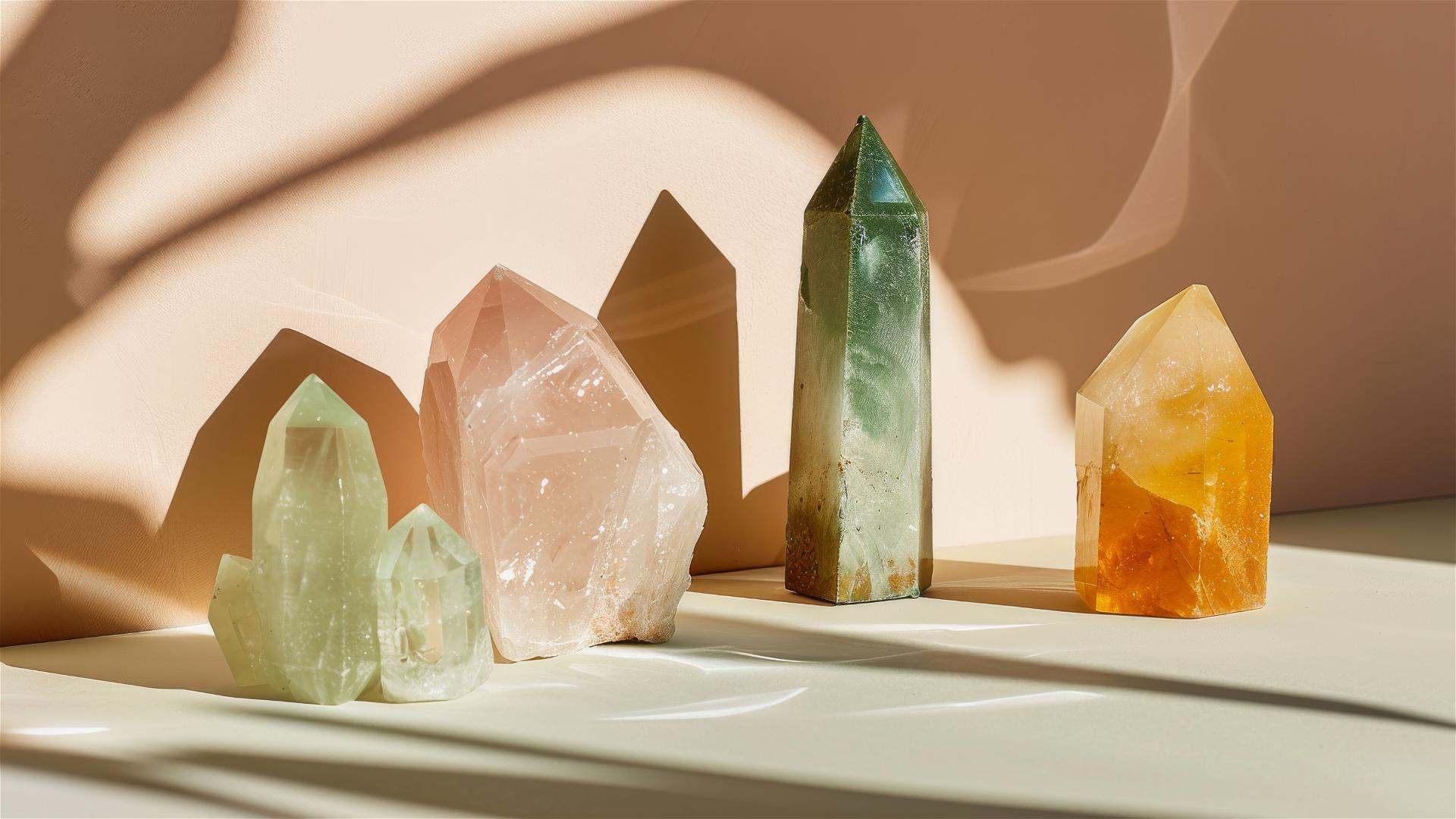 Healing crystals mockup with creative direction and negative space