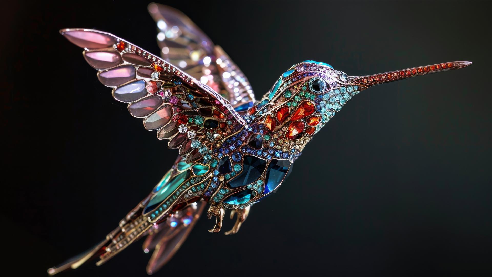 Enchanting hummingbird with gemstone sparkles