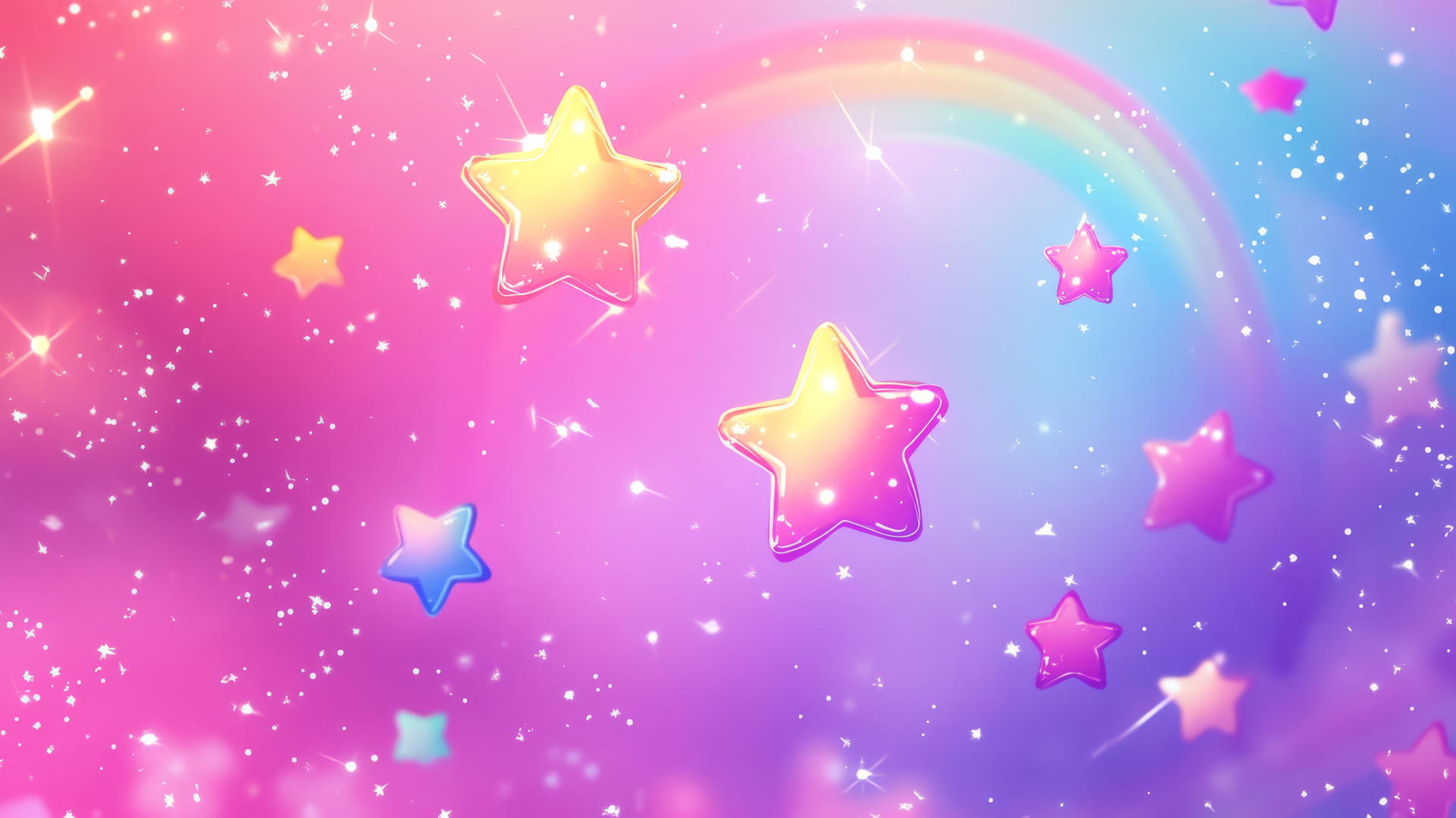 cute hot pink wallpaper with neon stars and rainbows