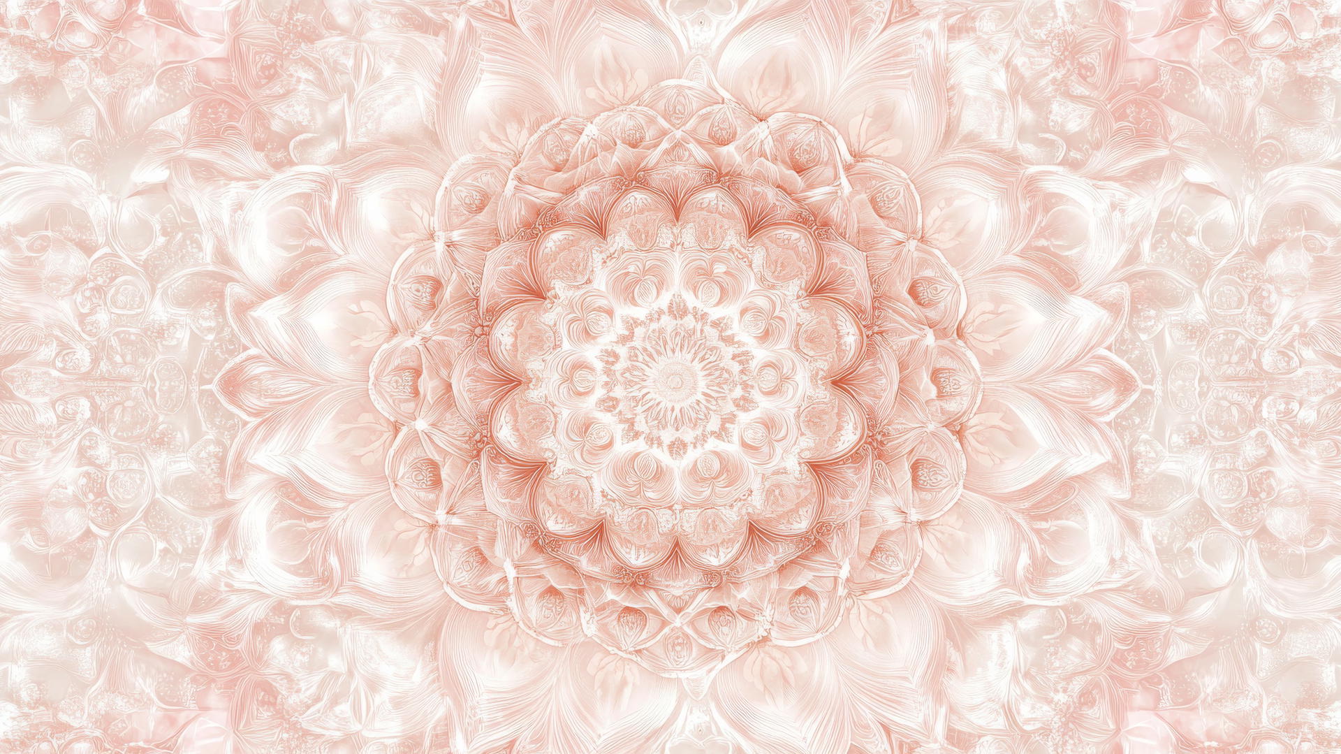 light pink wallpaper with soothing mandala design and soft symmetrical patterns