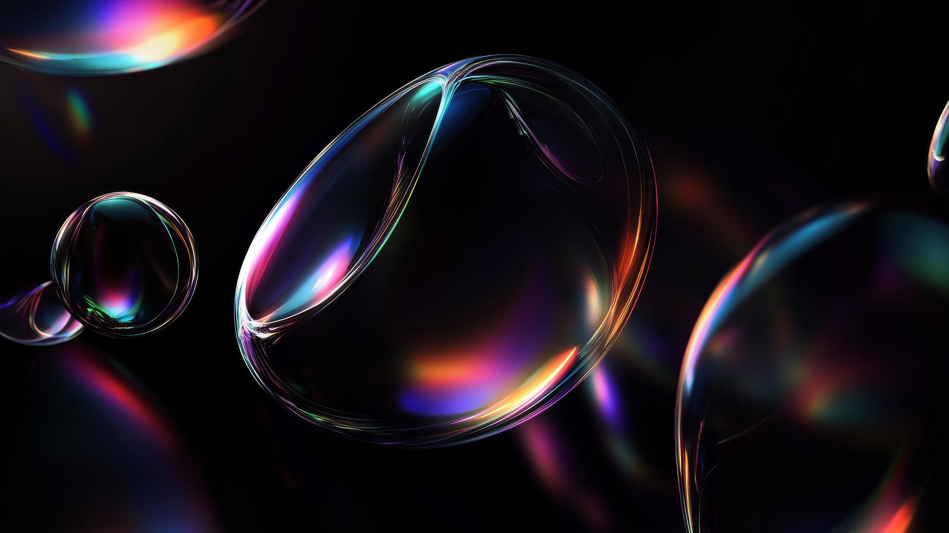 black wallpaper for girls with holographic effects and abstract shapes