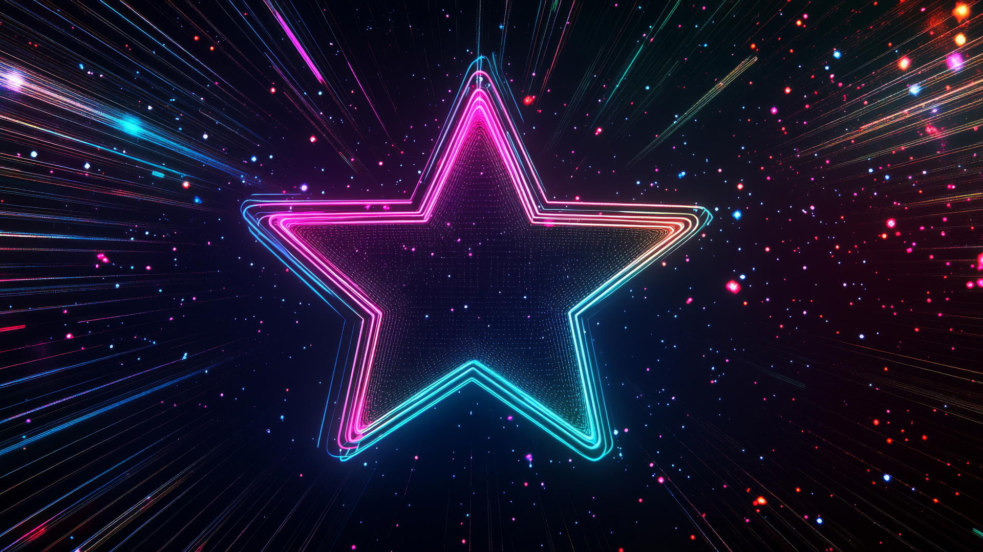 y2k star wallpaper with neon star and pixelated star trails