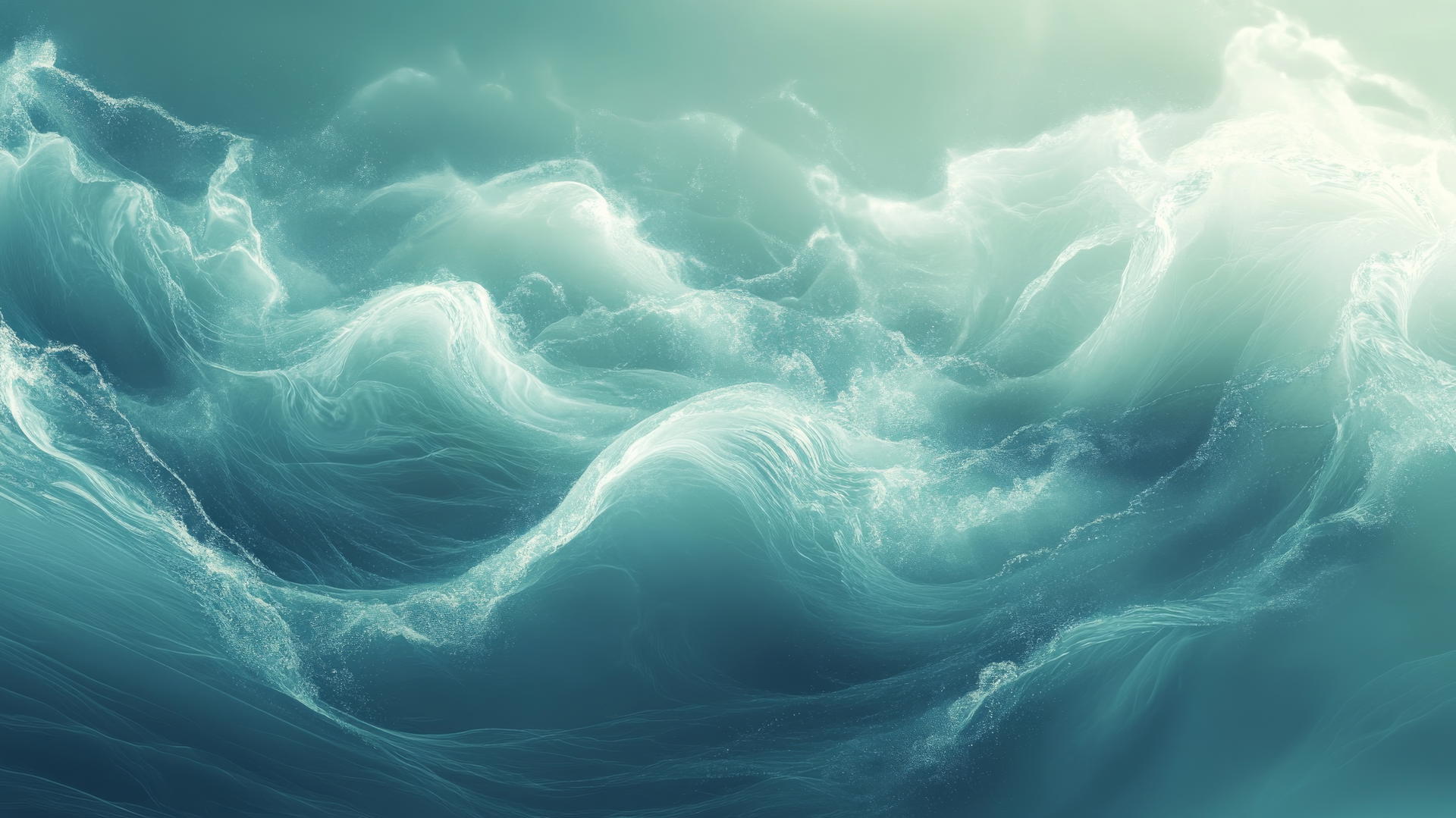 summer aesthetic wallpaper with ethereal ocean waves in soft blues and greens