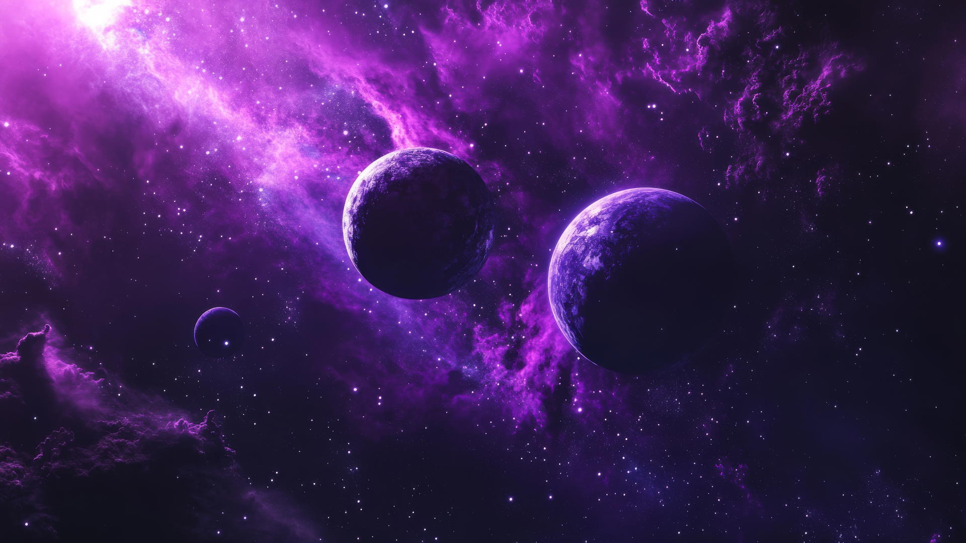purple aesthetic wallpaper 4k with galaxies, stars, and planets