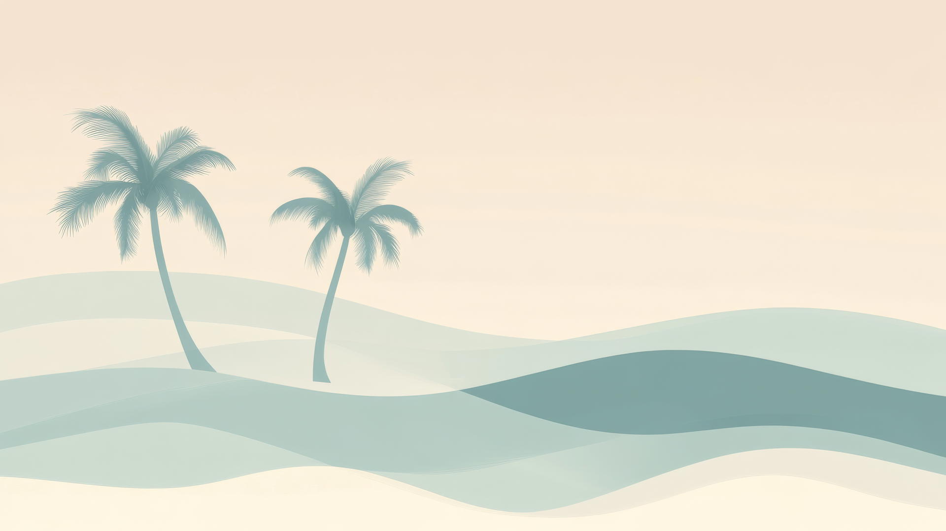 Beach themed wallpaper with stylized palm trees and abstract ocean waves
