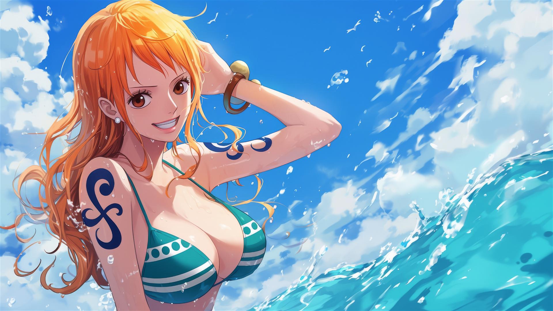 Panoramic view of Nami, a character from One Piece.