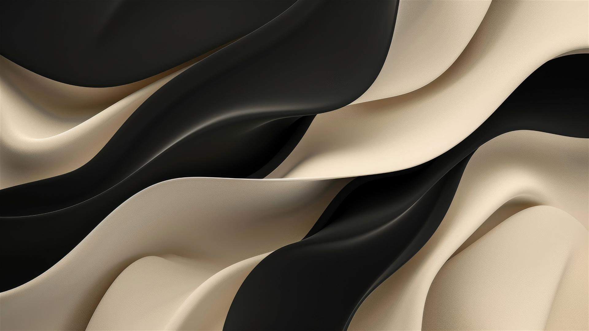 Elegant black and beige flowing shapes on iPhone background