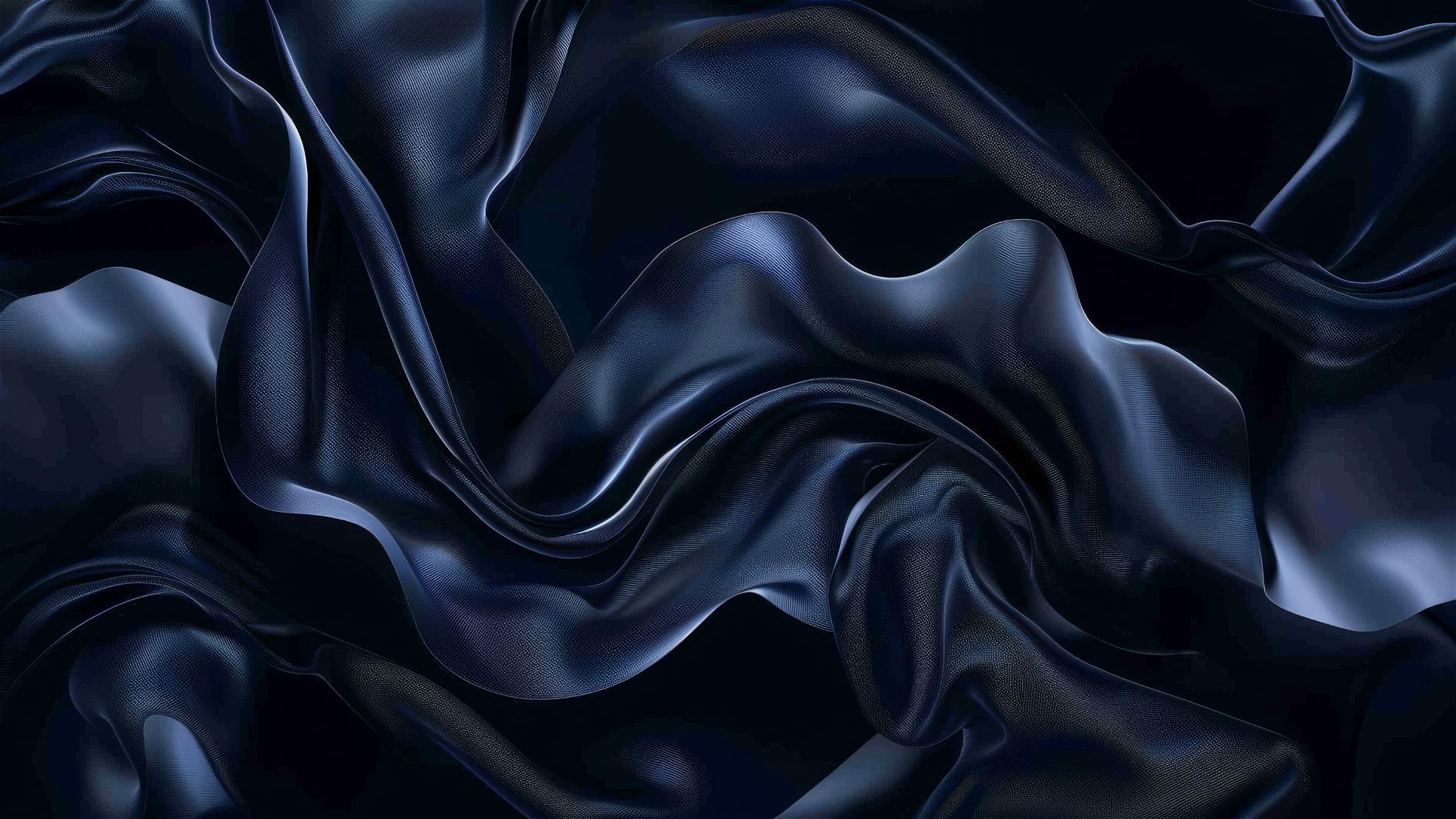Indigo and black flowing shapes on a minimalistic design