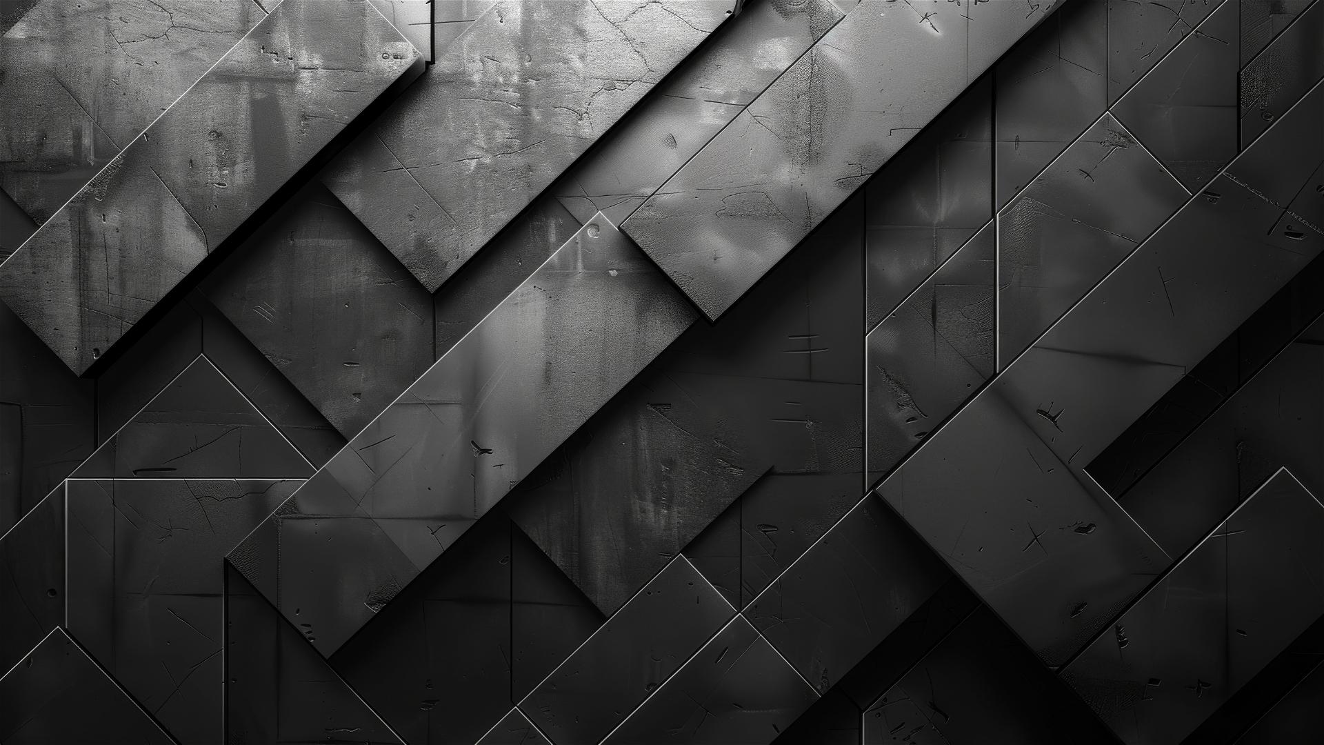 Black symmetrical parallelogram tiles with subtle lighting
