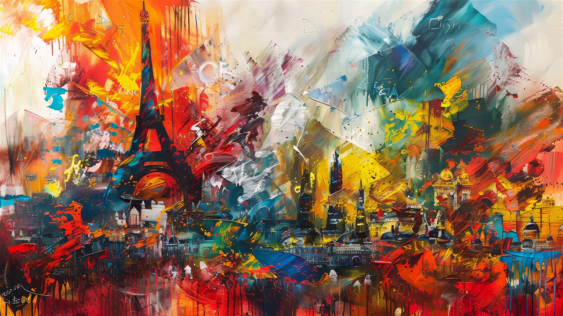 Abstract art interpretation of Paris