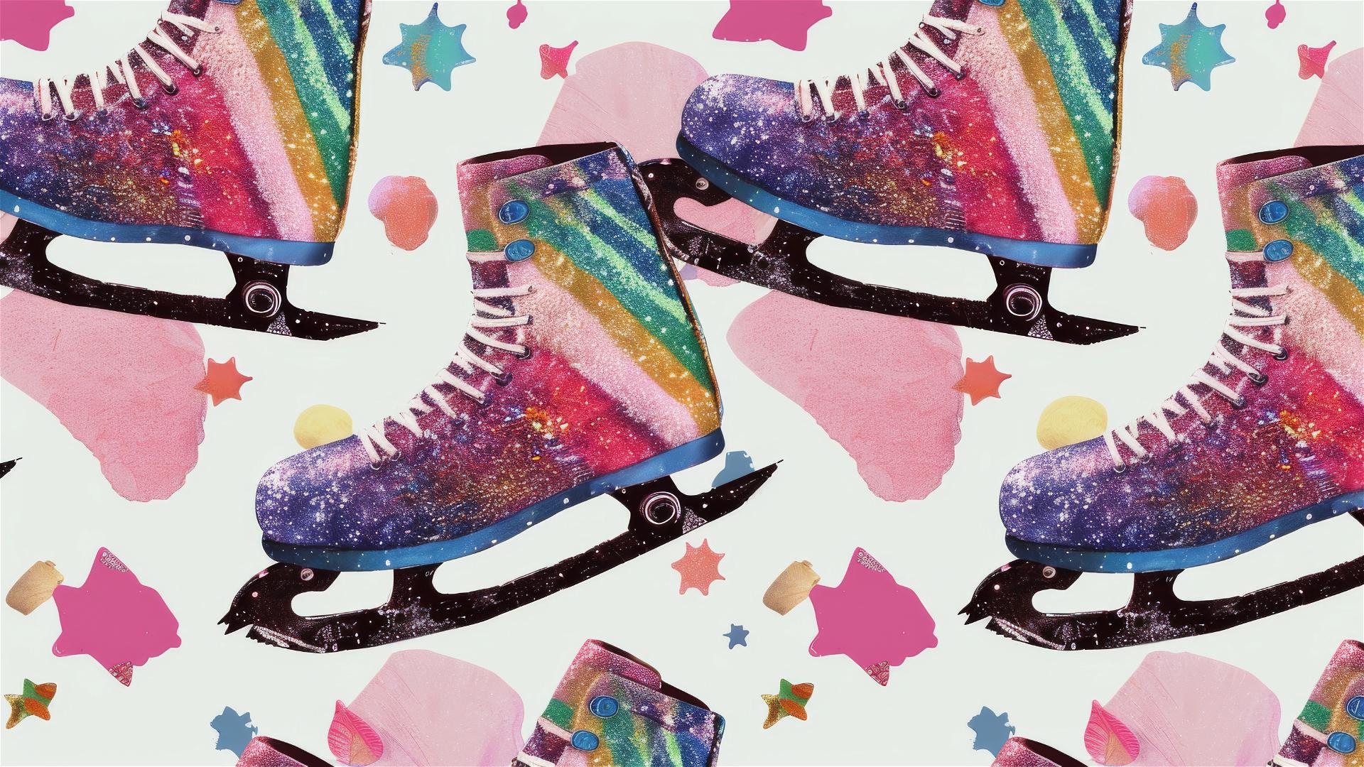 Transparent pen wrap pattern with vivid glitter ice skates