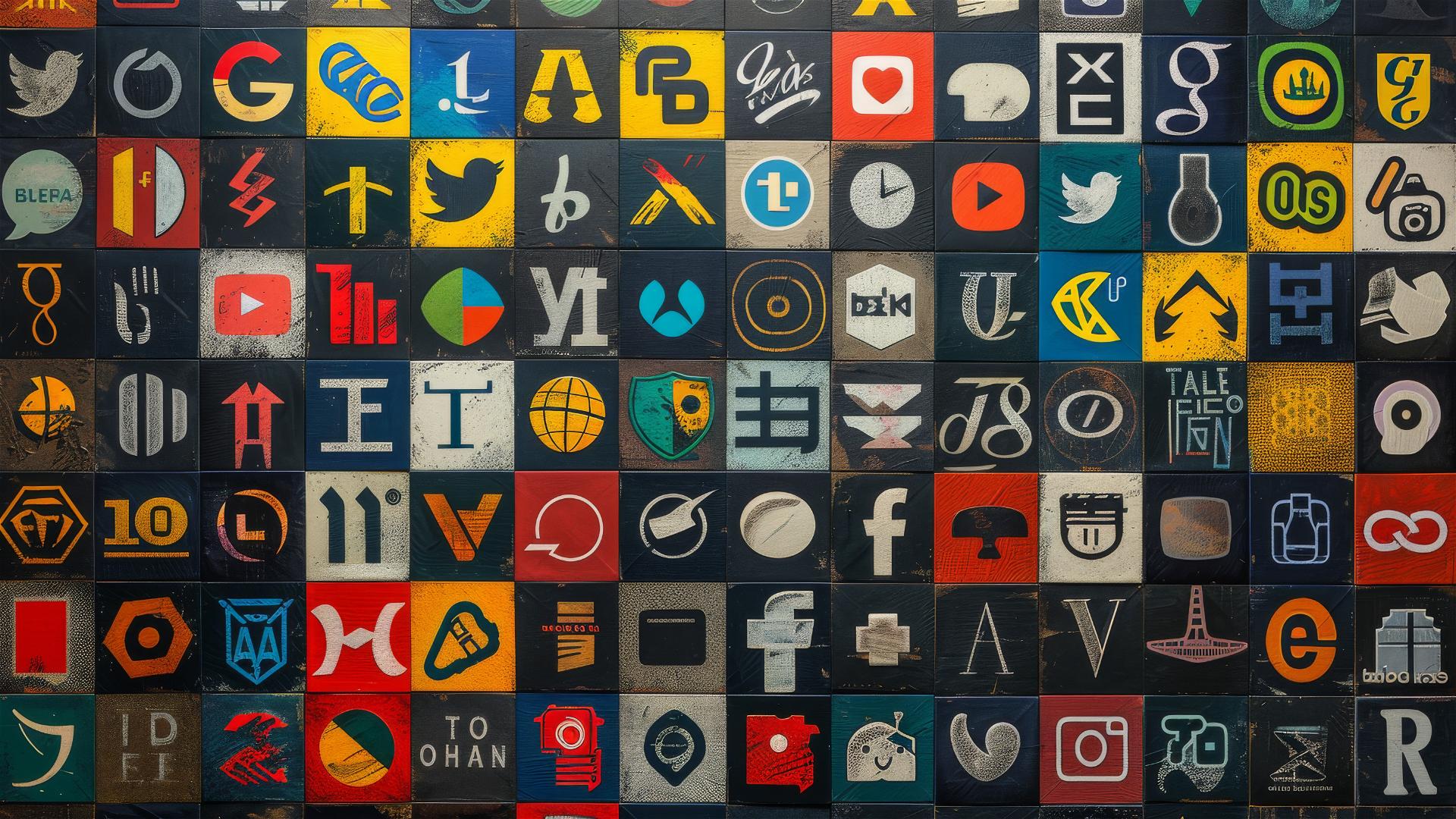 Various world brand logos in minimalist style