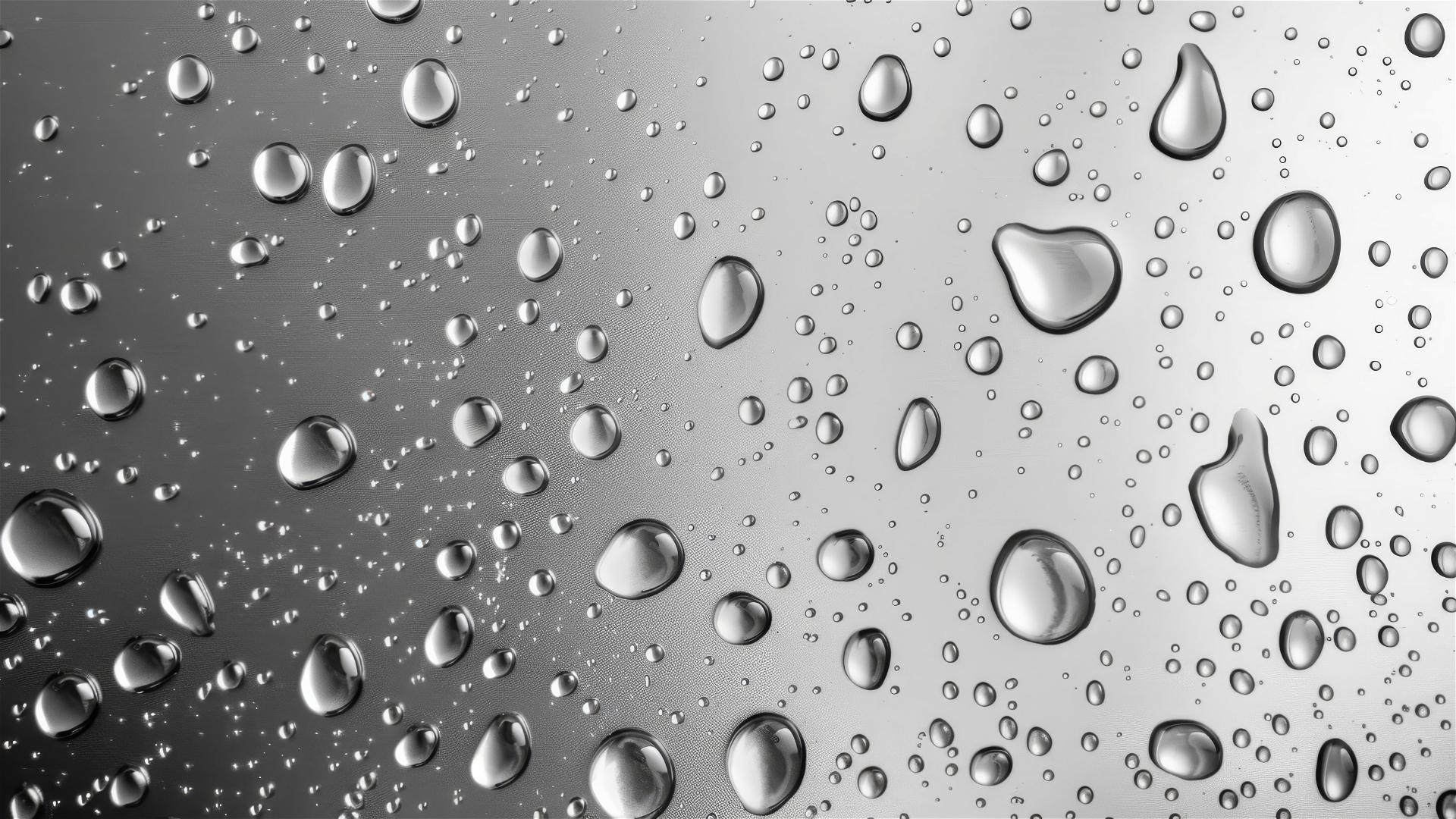 Water droplets on a plain aluminium surface