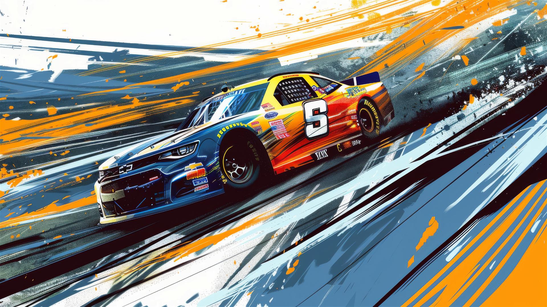 NASCAR T-shirt design with racing motifs