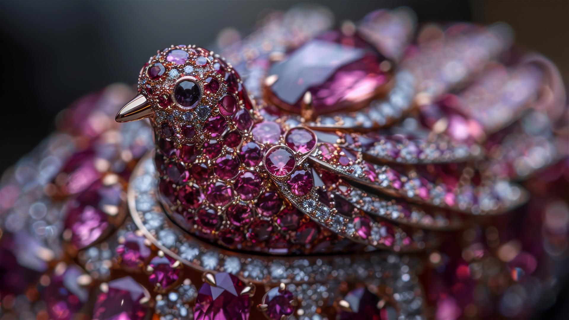 bird-shaped high jewelry brooch with Van Cleef and Arpels style