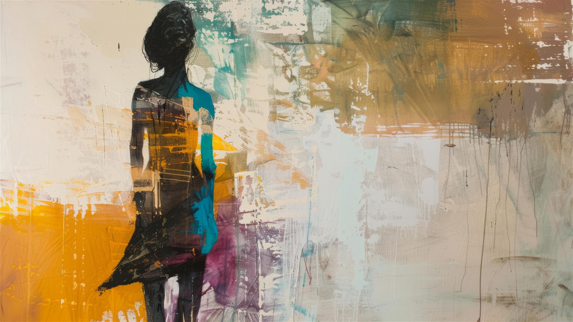 Abstract painting of a woman's full body