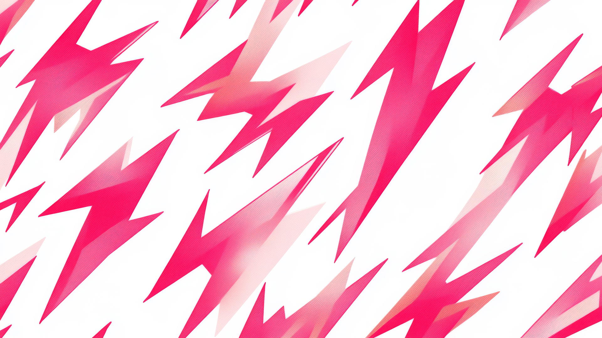 seamless pattern of pink lightning bolts with bold outlines on white; preppy wallpaper