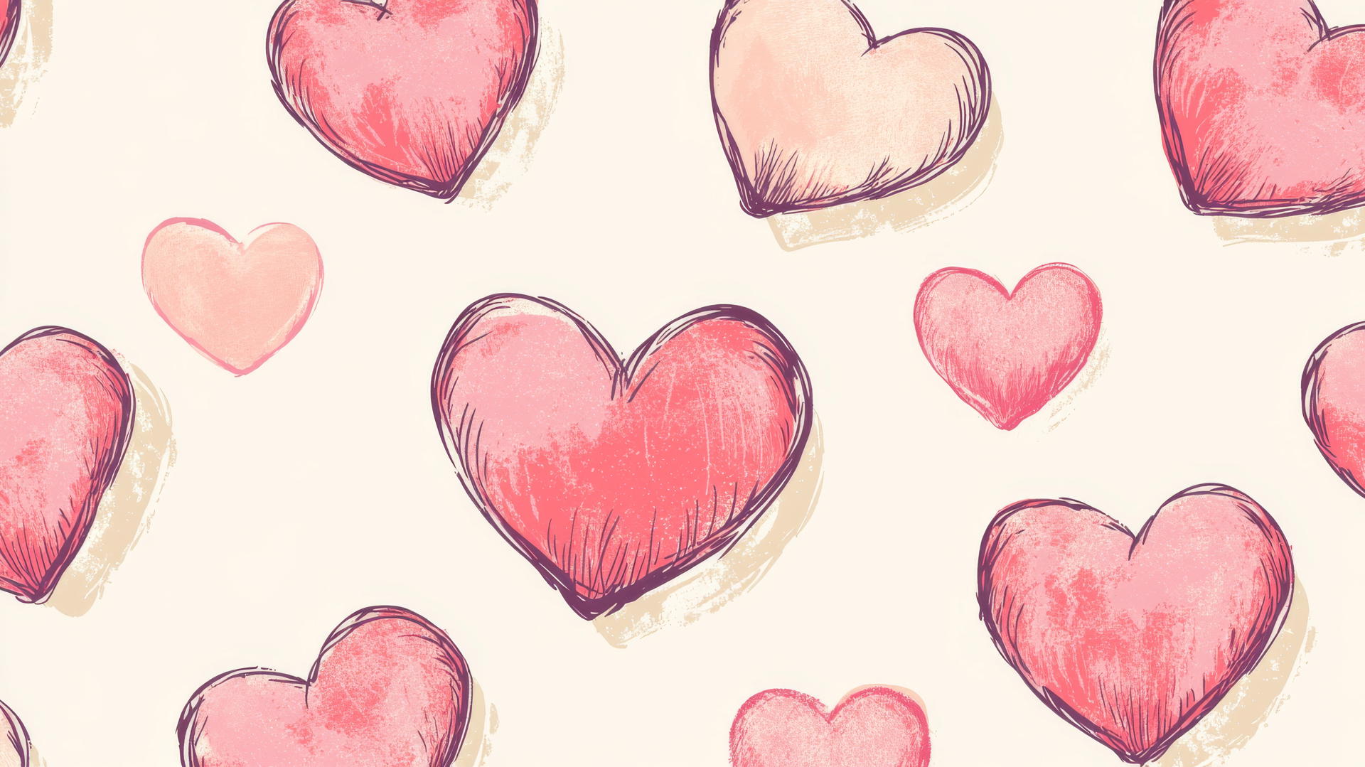 preppy wallpaper with pink hearts on a cream background